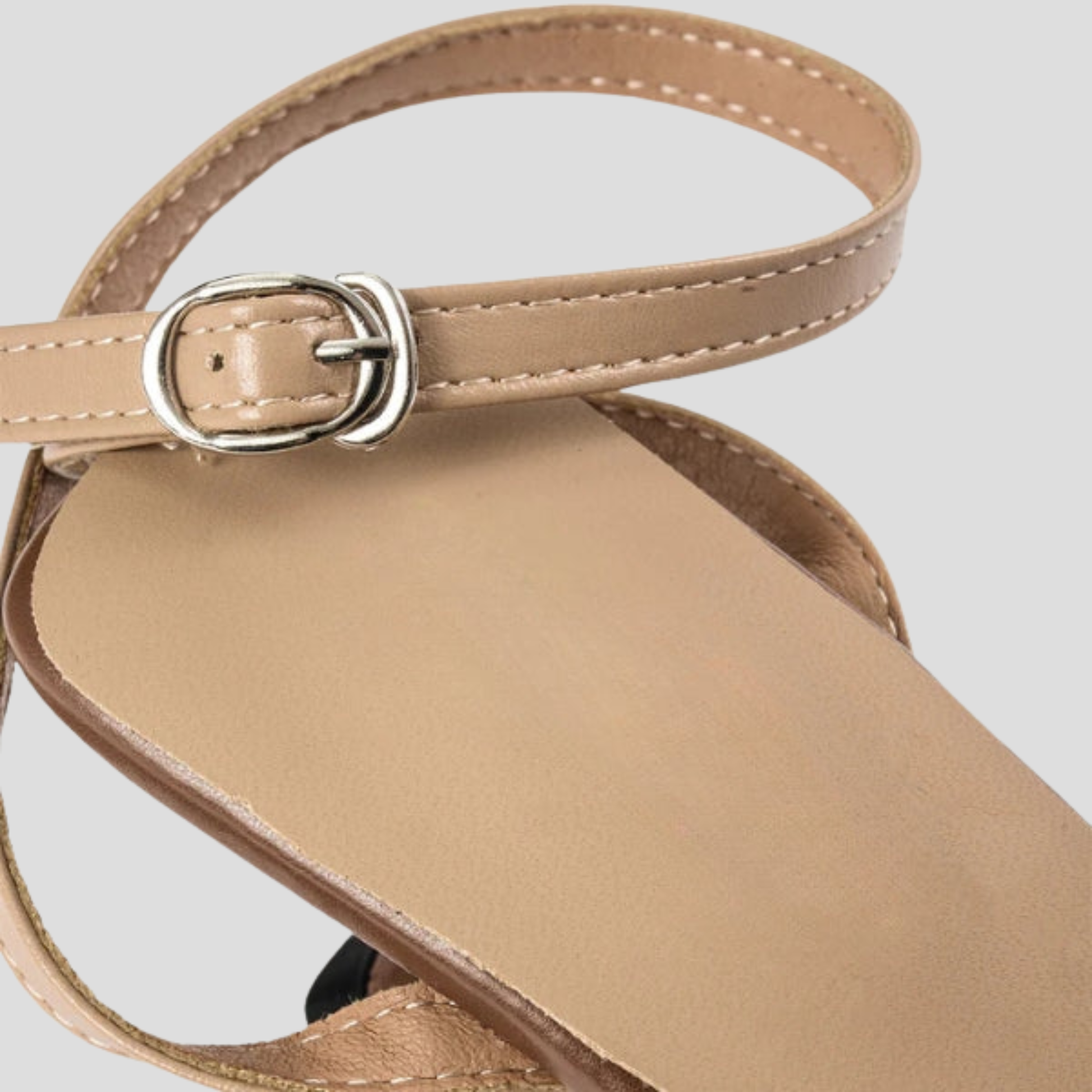 Brown square-toe heeled sandals with net-detail upper for summer