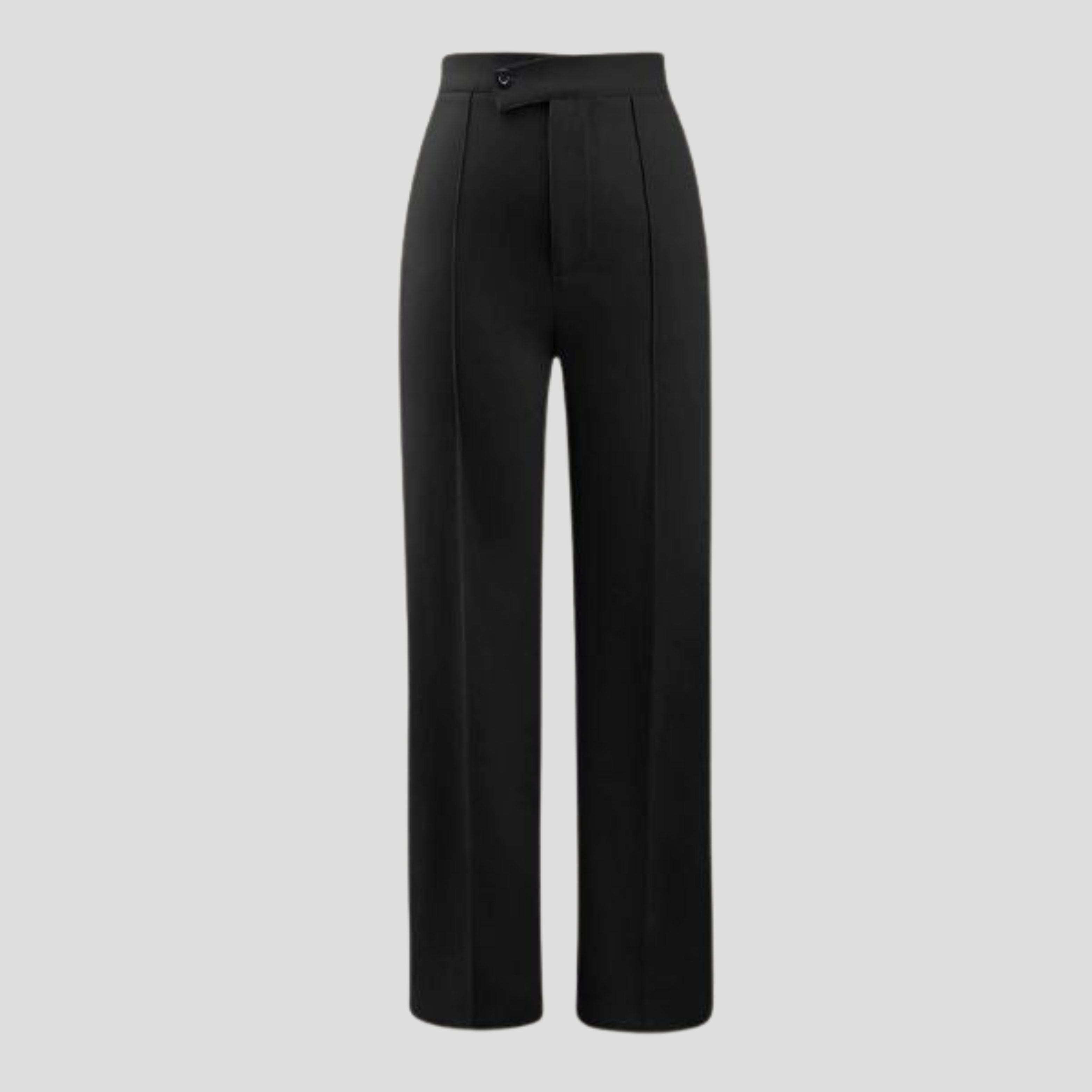High-waist straight-leg women's trousers in beige, black, and brown for formal wear