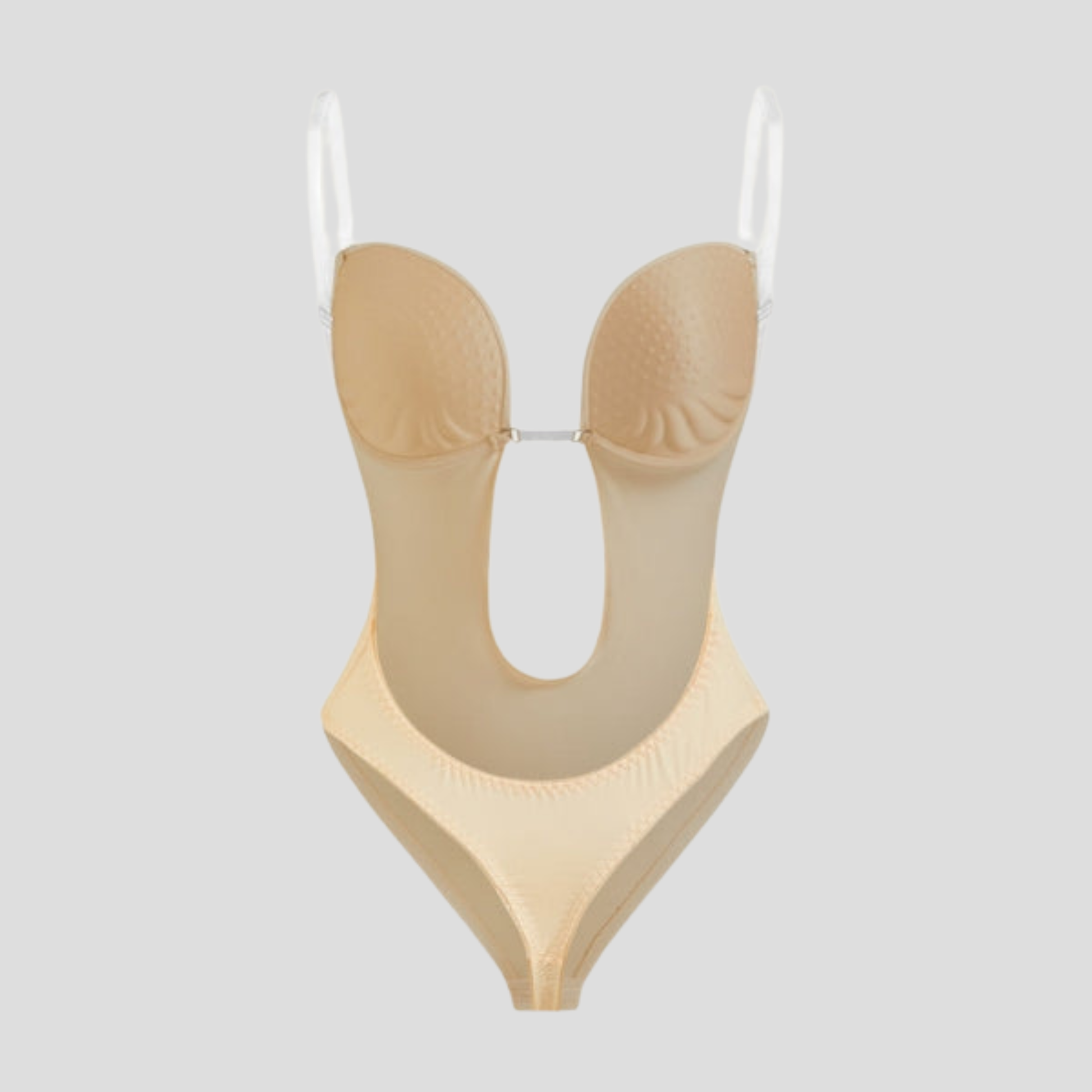 Women's plunge front underwire bodysuit in black with a structured, streamlined silhouette