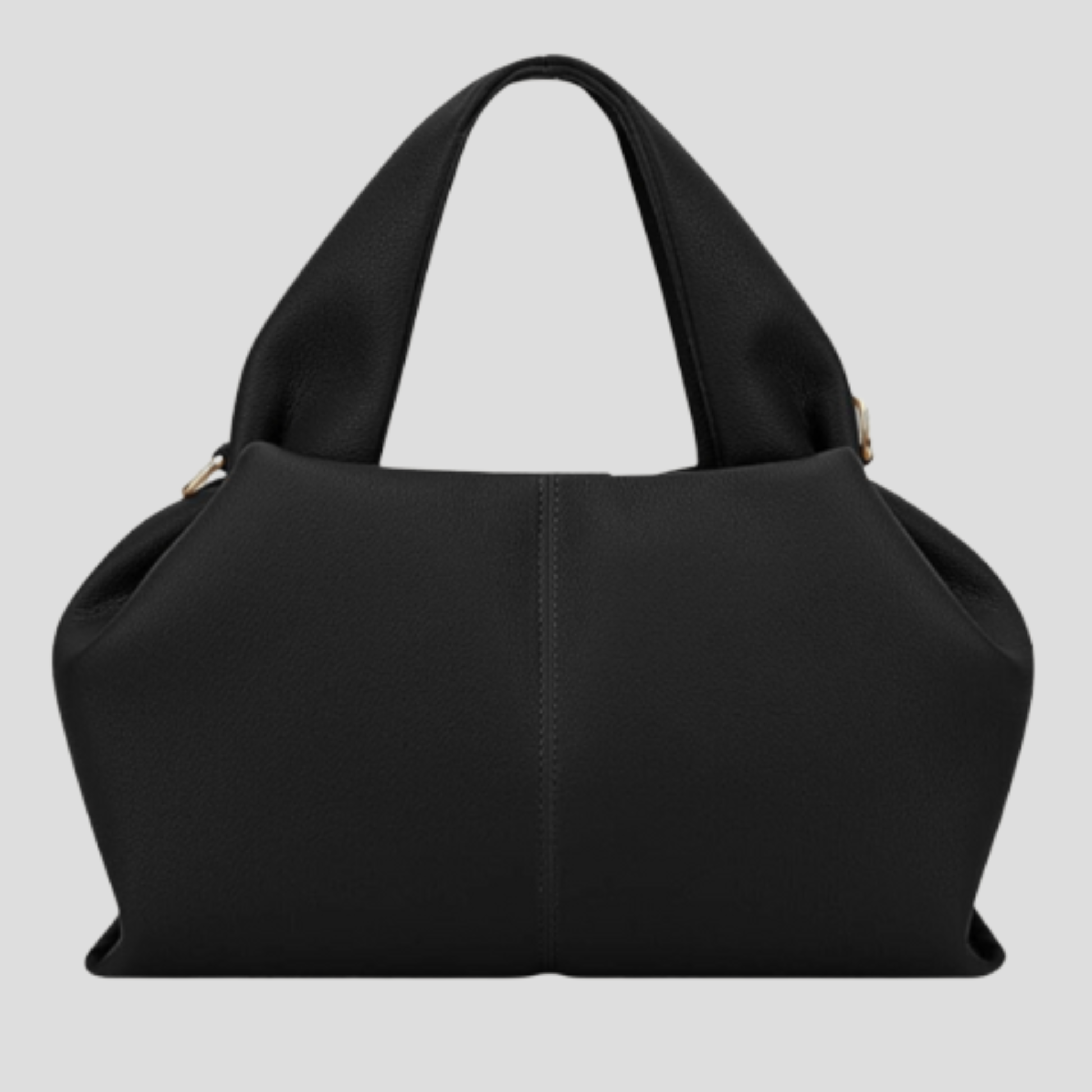 Structured tote bag with top handle, shown in black, beige, brown, and white