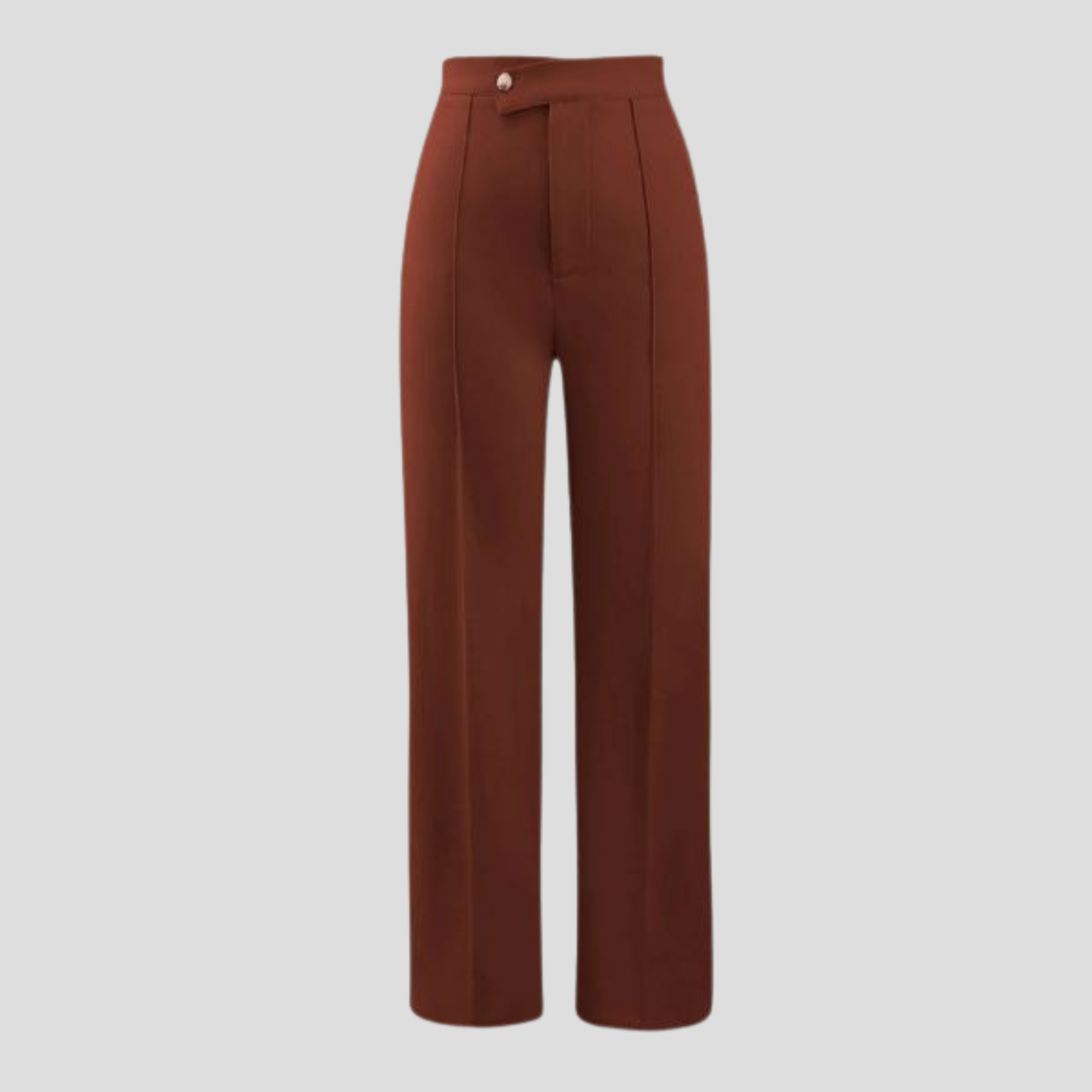 High-waist straight-leg women's trousers in beige, black, and brown for formal wear
