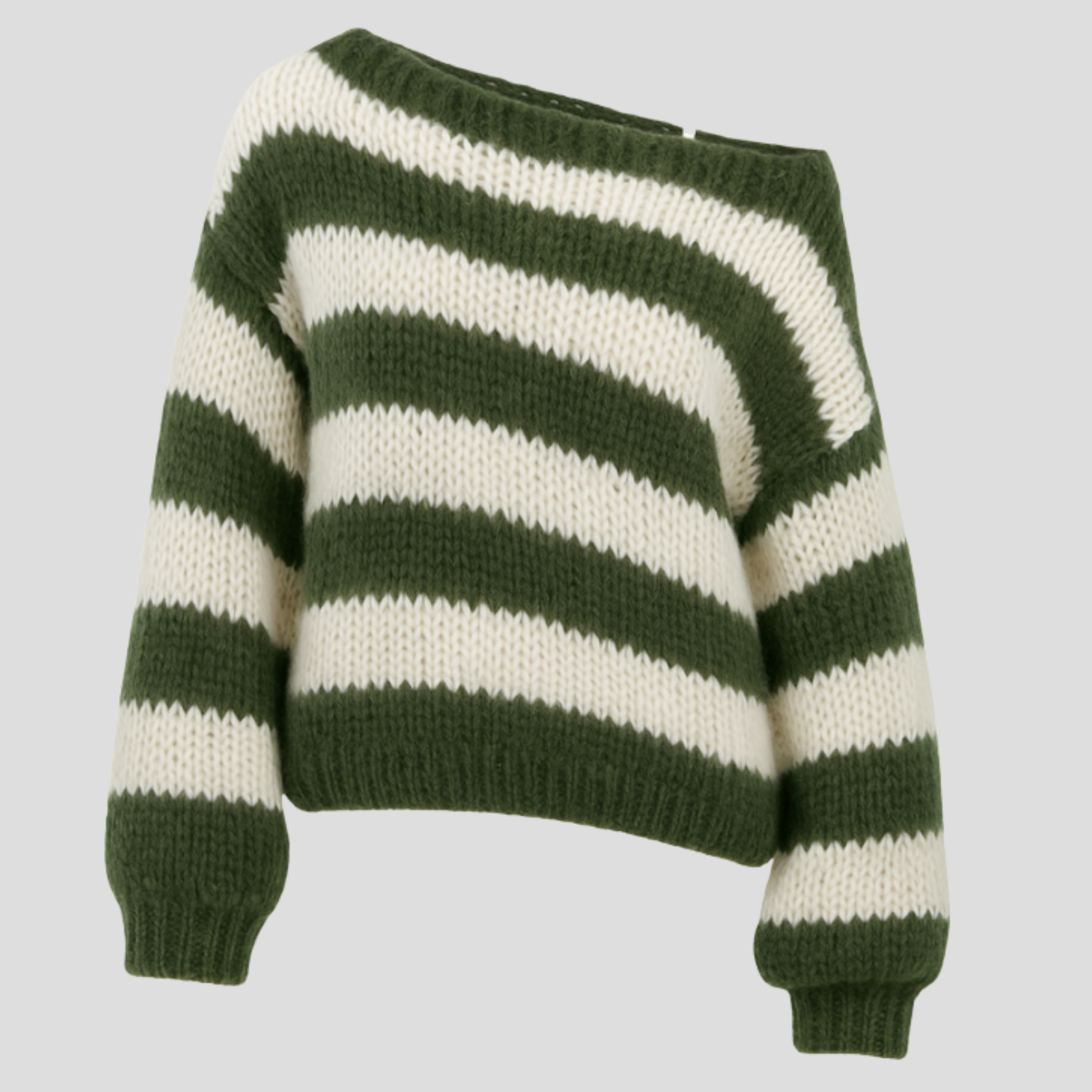 Women's striped straight-silhouette sweater with ribbed sleeves and hem