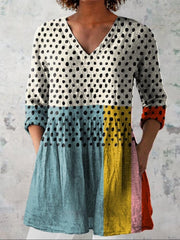 Lillian | Geometric Dot V-Neck Shirt