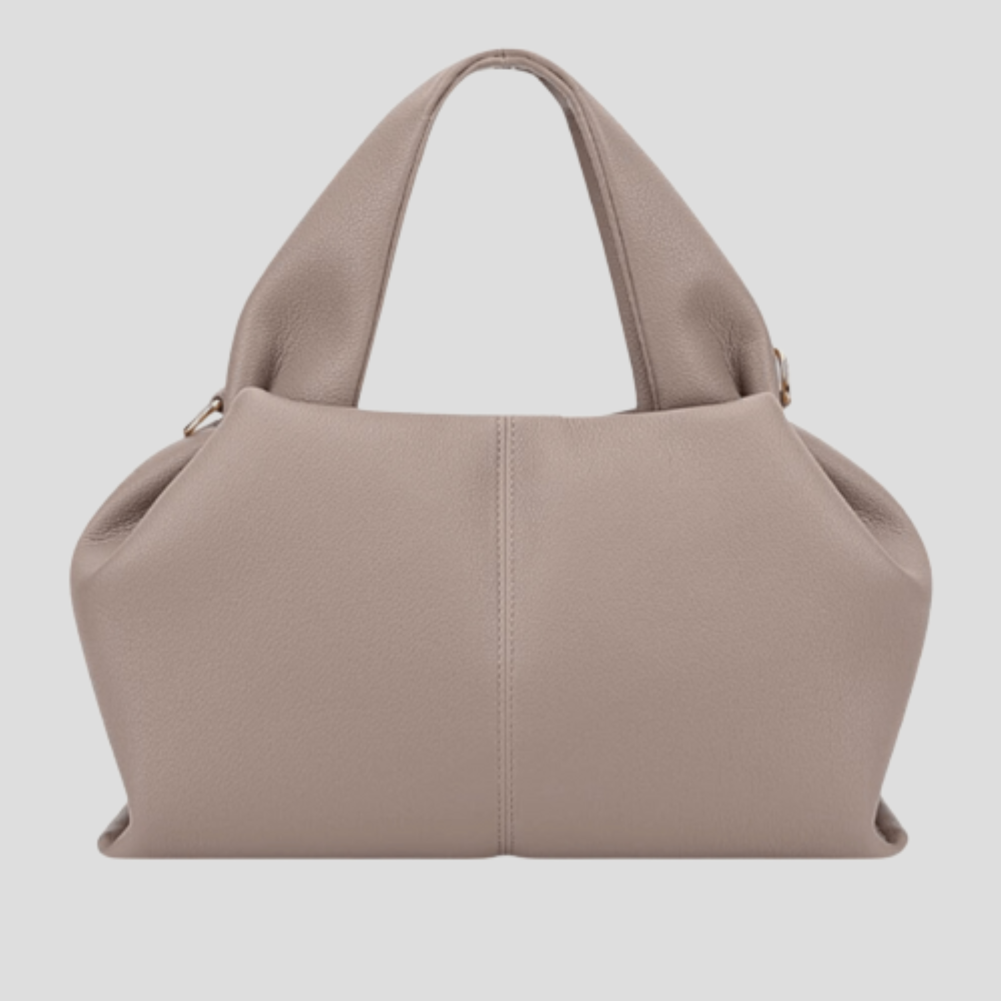 Structured tote bag with top handle, shown in black, beige, brown, and white
