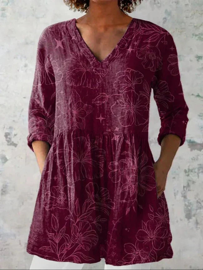 Aria | Morning Glory V-Neck Shirt