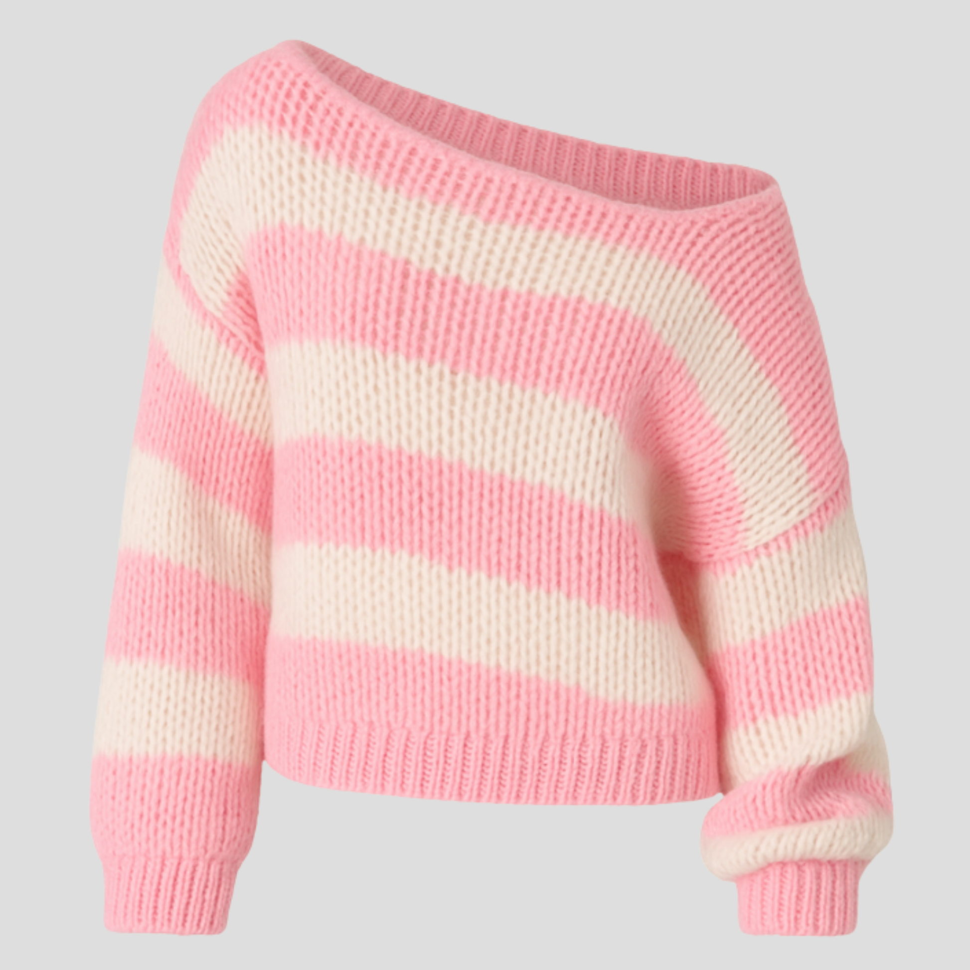 Women's striped straight-silhouette sweater with ribbed sleeves and hem