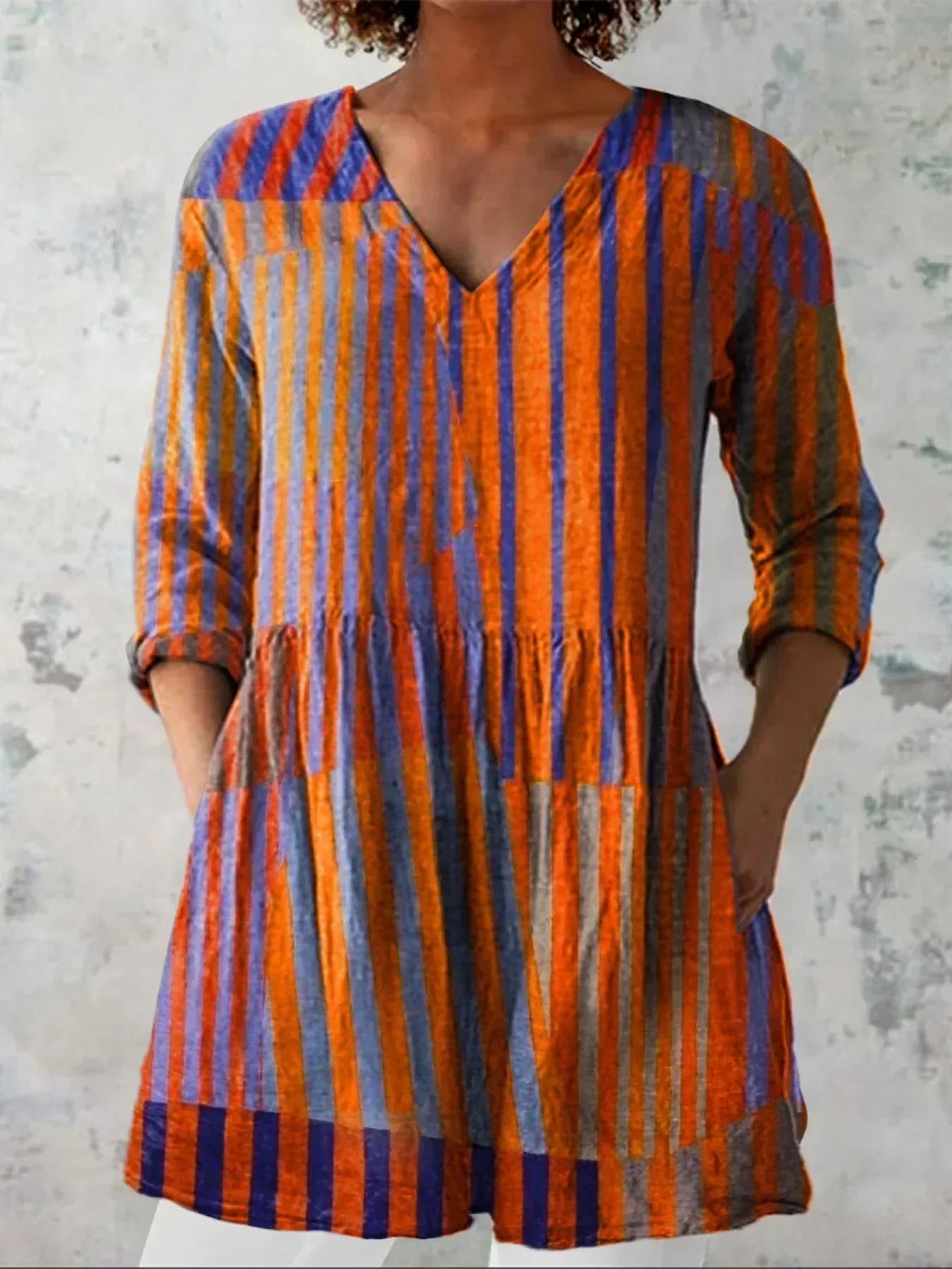 Layla | Colourblock Stripe V-Neck Shirt