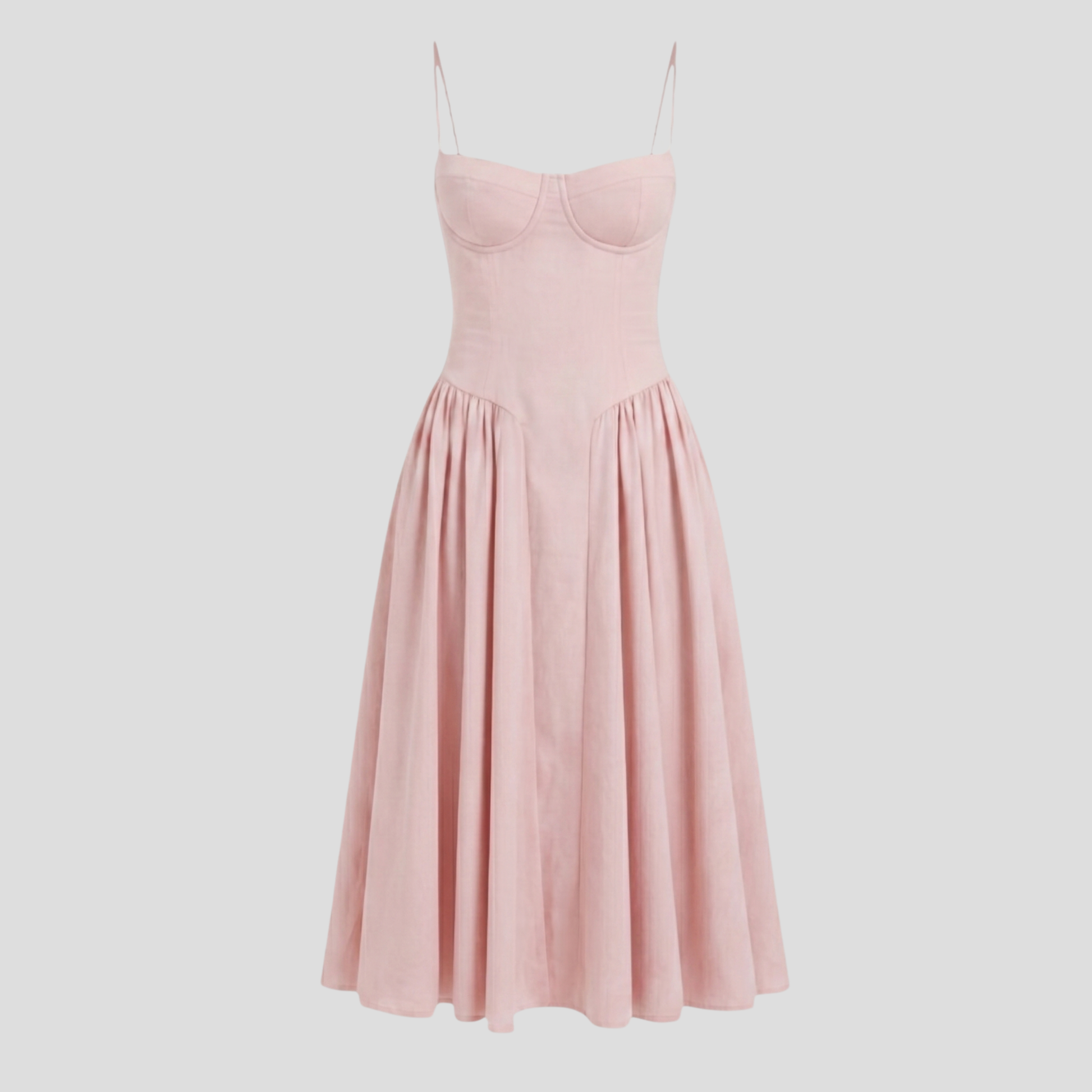 Women's midi dress with bustier bodice and pleated skirt in several color options