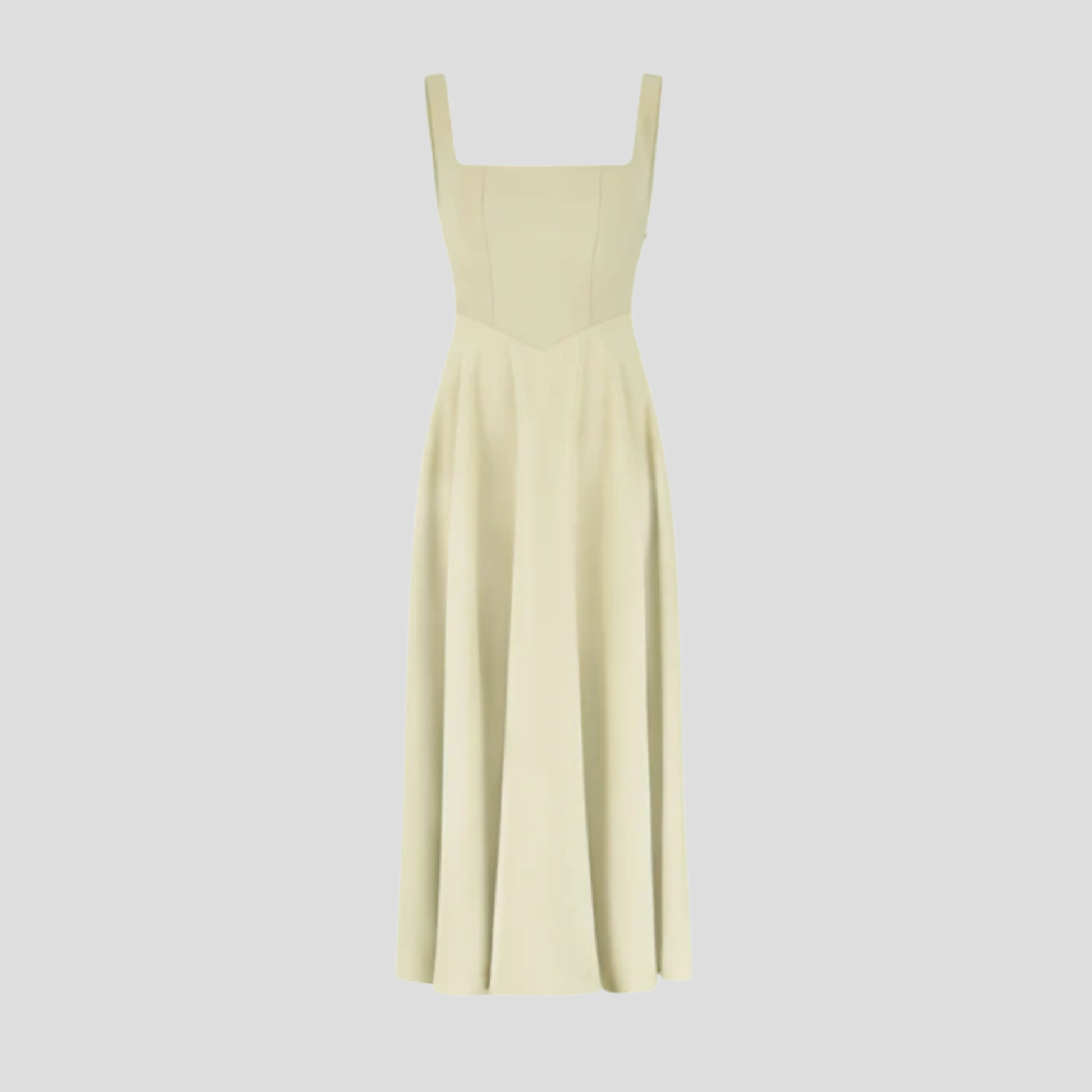 Women's square neckline A-line midi dress in green, white and black