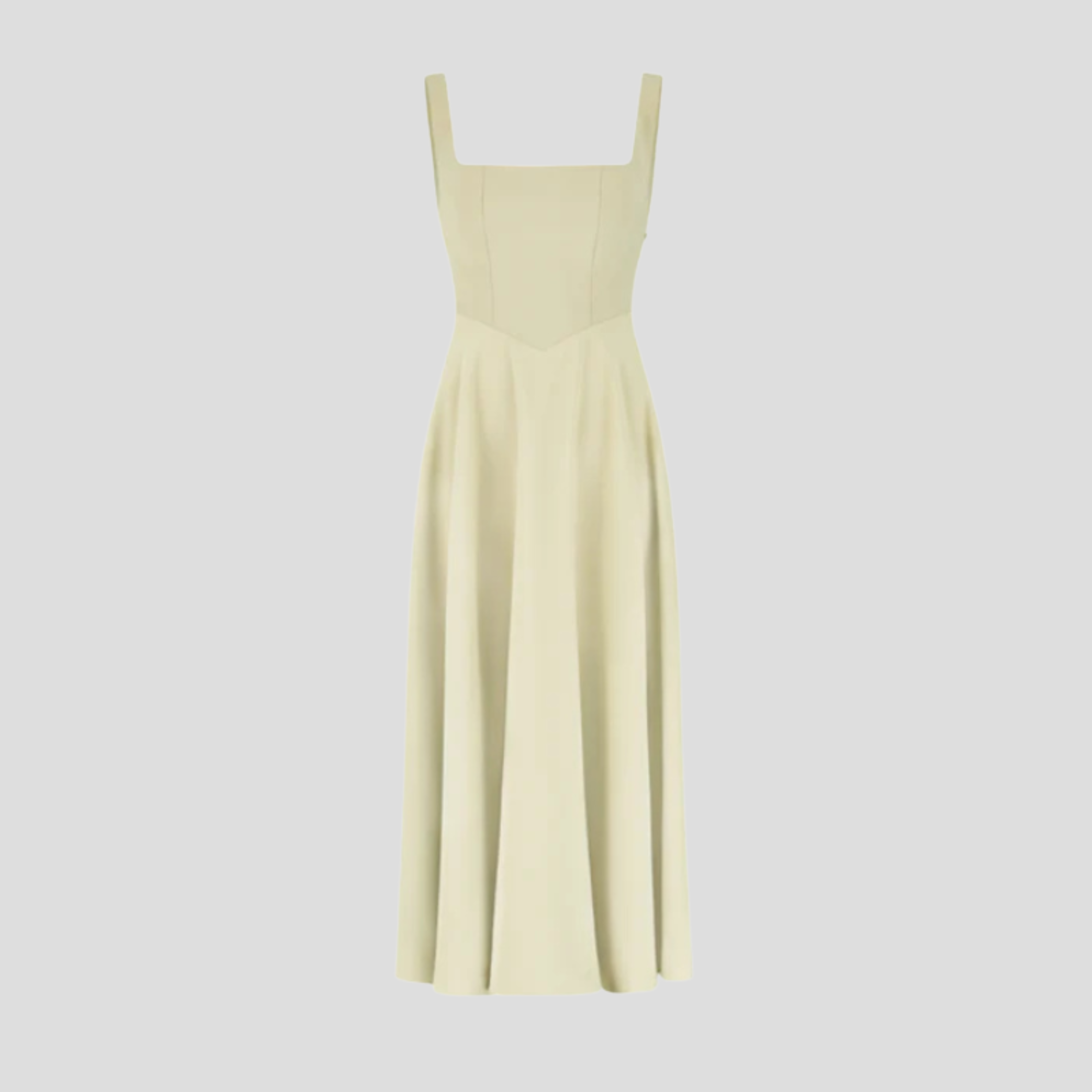 Women's square neckline A-line midi dress in green, white and black