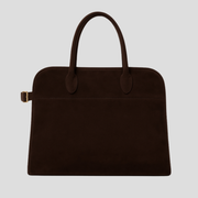 Brown structured tote bag with buckle detail for everyday wear