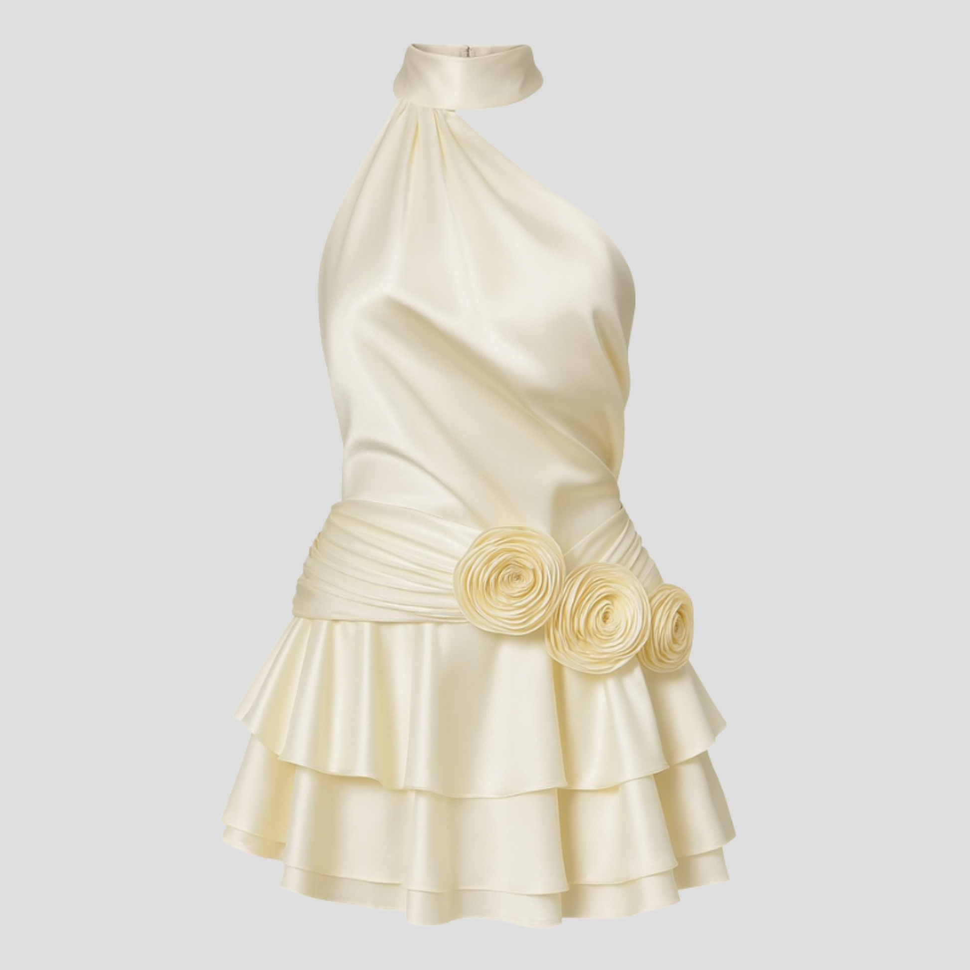 White women's mini dress with defined waist detail and streamlined silhouette for evening wear