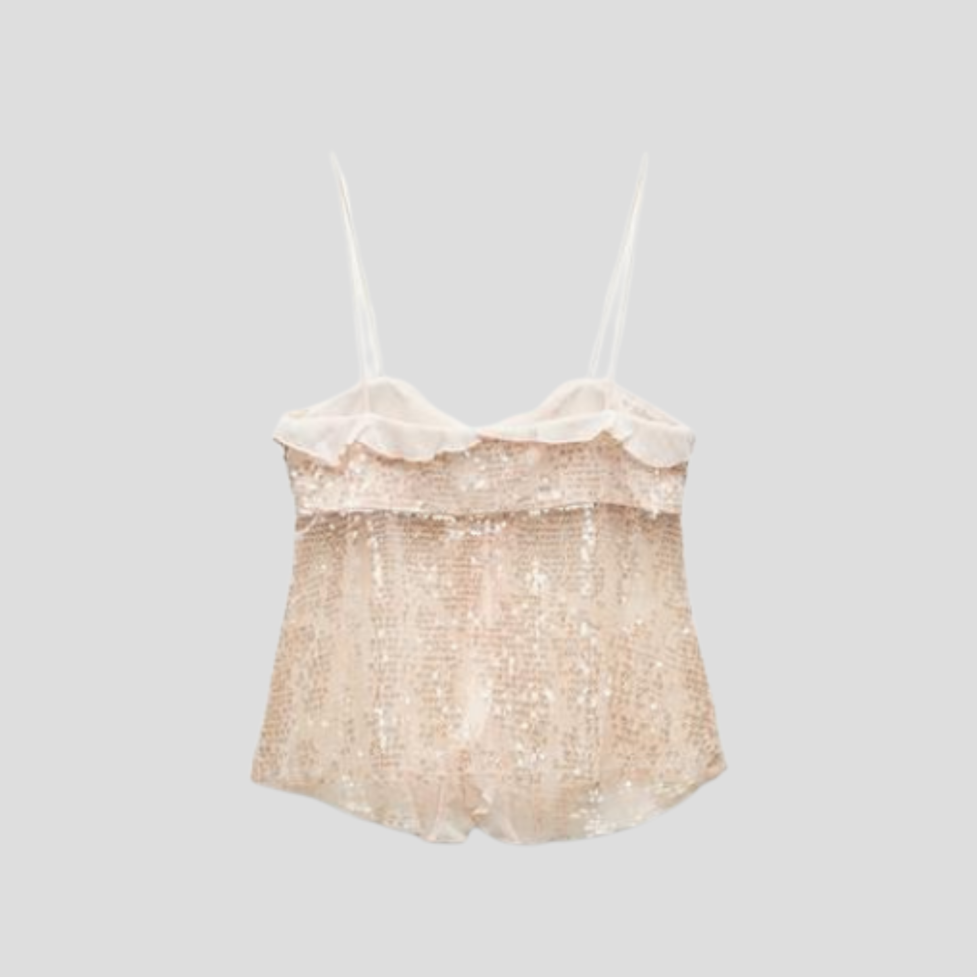 Pink tie-front sequin camisole top for occasion wear