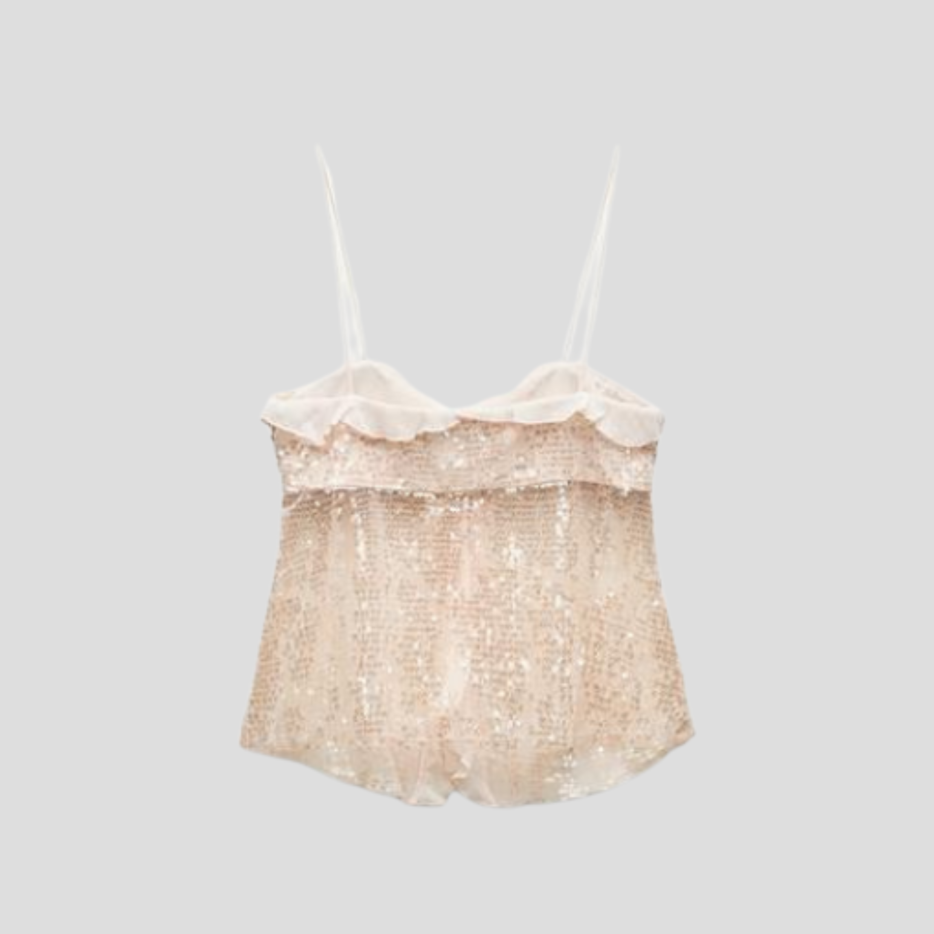 Pink tie-front sequin camisole top for occasion wear