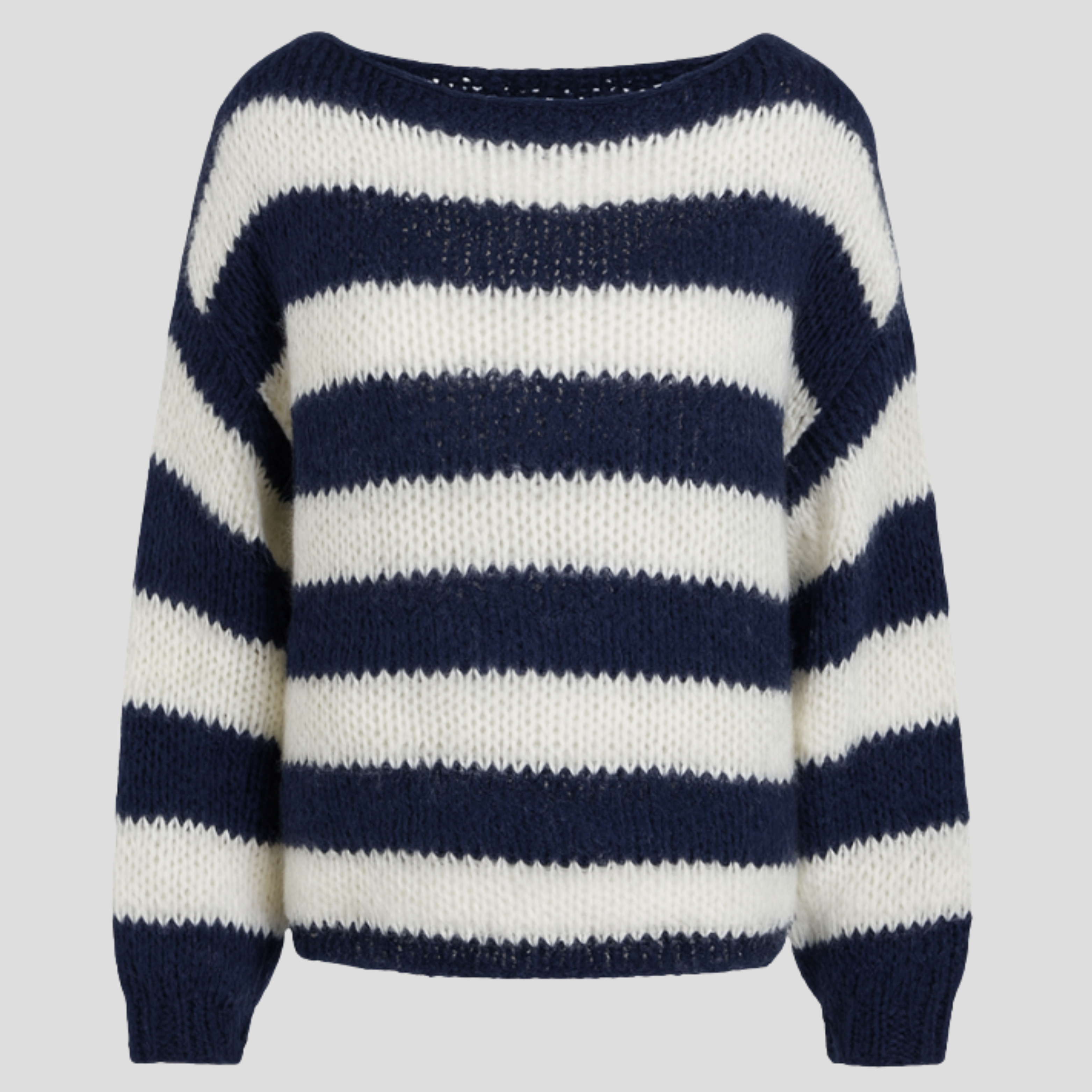 Women's striped straight-silhouette sweater with ribbed sleeves and hem