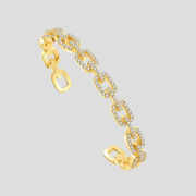 Women's oval link bracelet with pavé sparkle finish in gold and silver tones