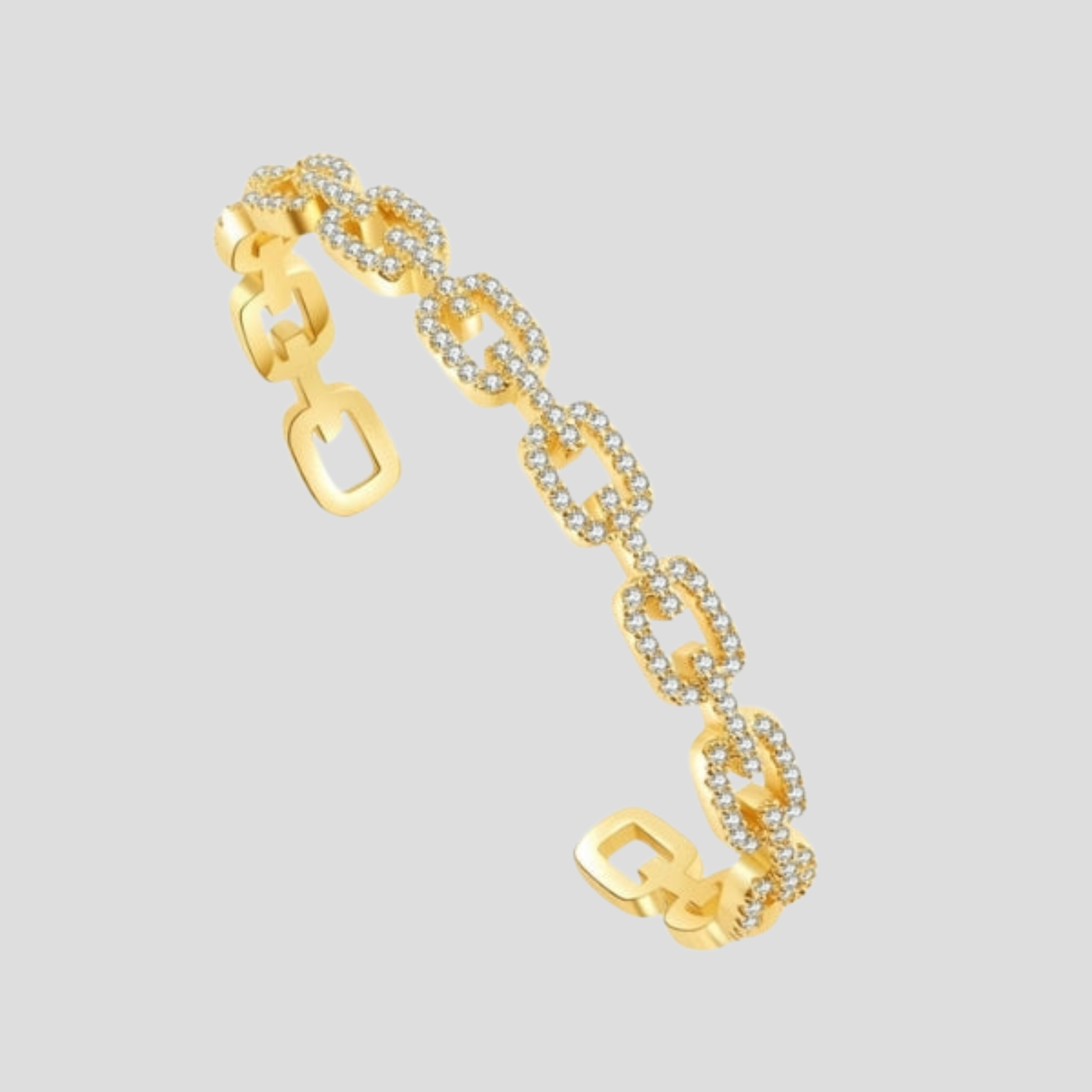 Women's oval link bracelet with pavé sparkle finish in gold and silver tones