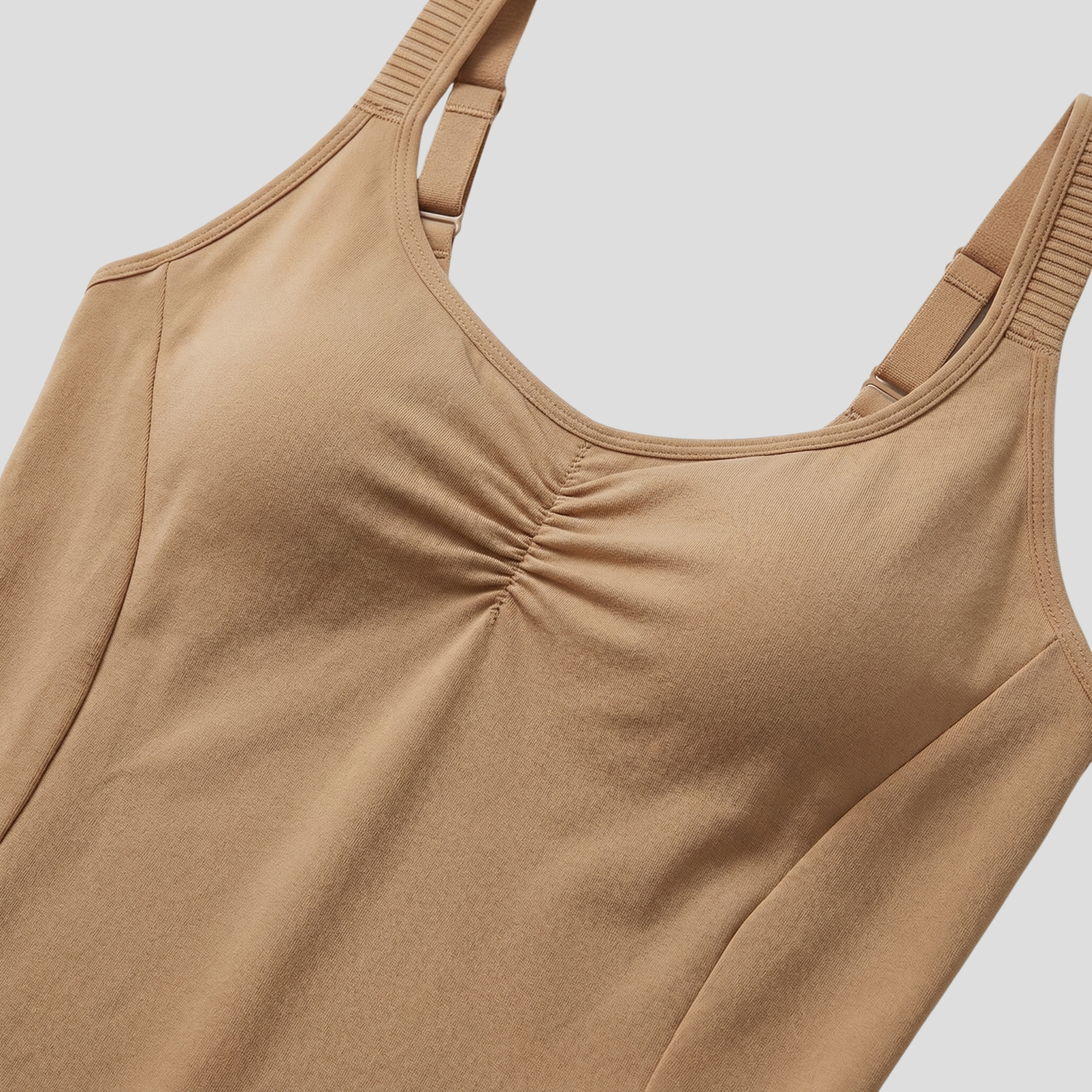 Beige seamless women's shaping slip dress for smooth layering under dresses