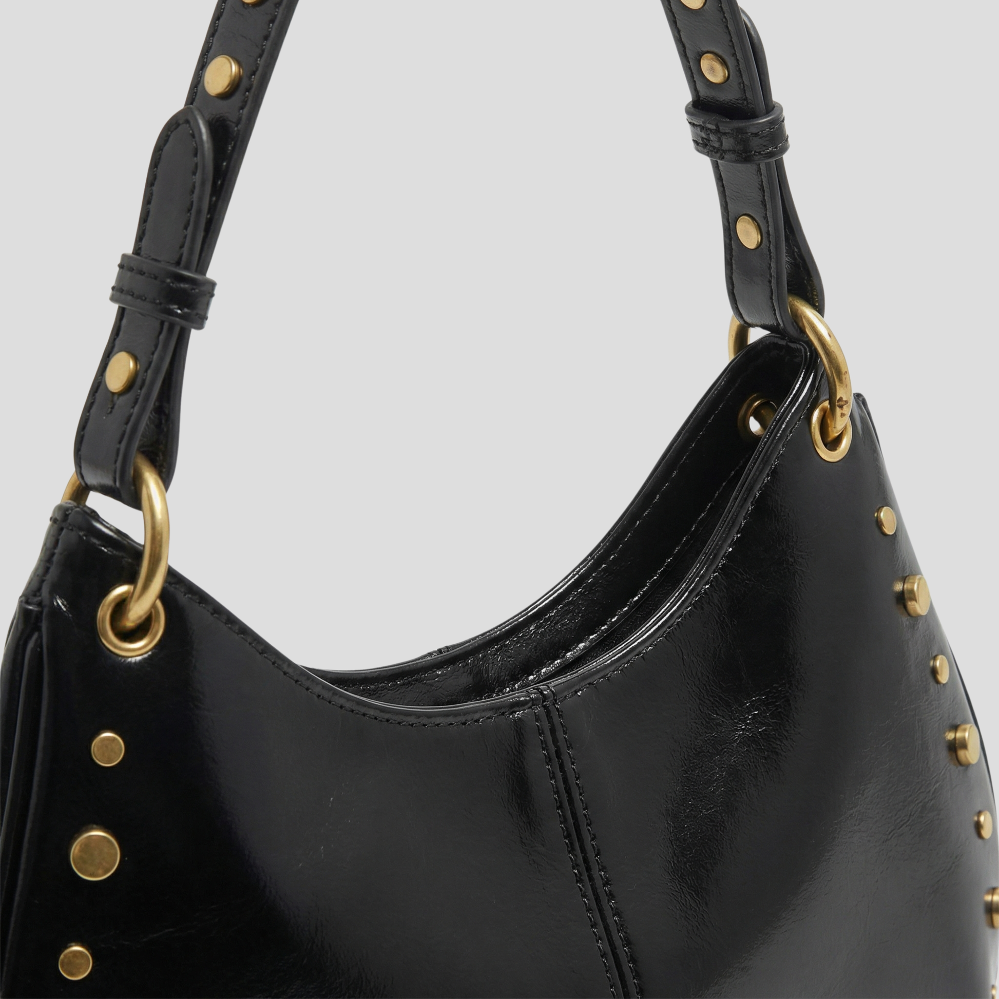 Compact black women's handbag with stud detailing