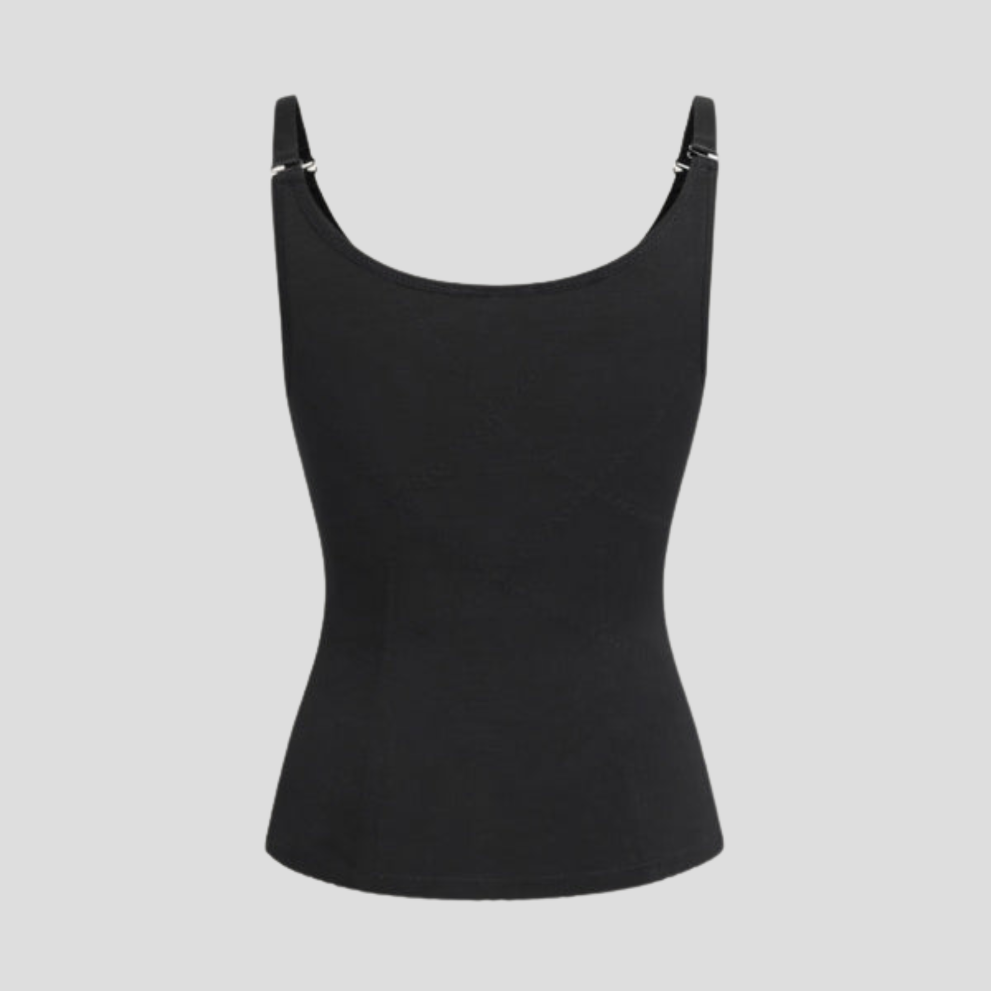 Women's zip-front shaping vest with panelled silhouette in black and beige