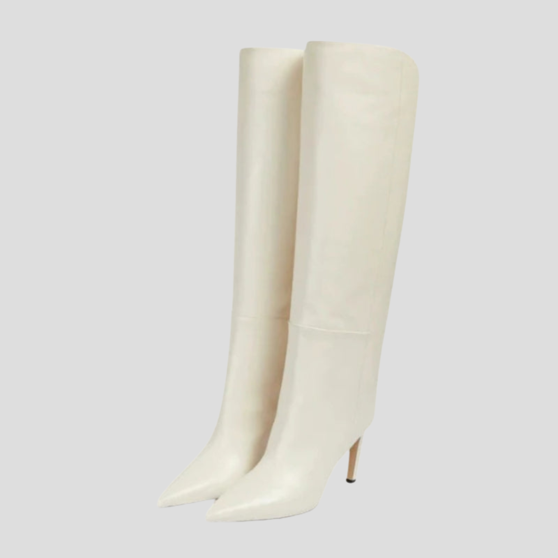 Women's knee-high stiletto heel boots shown in multiple colors