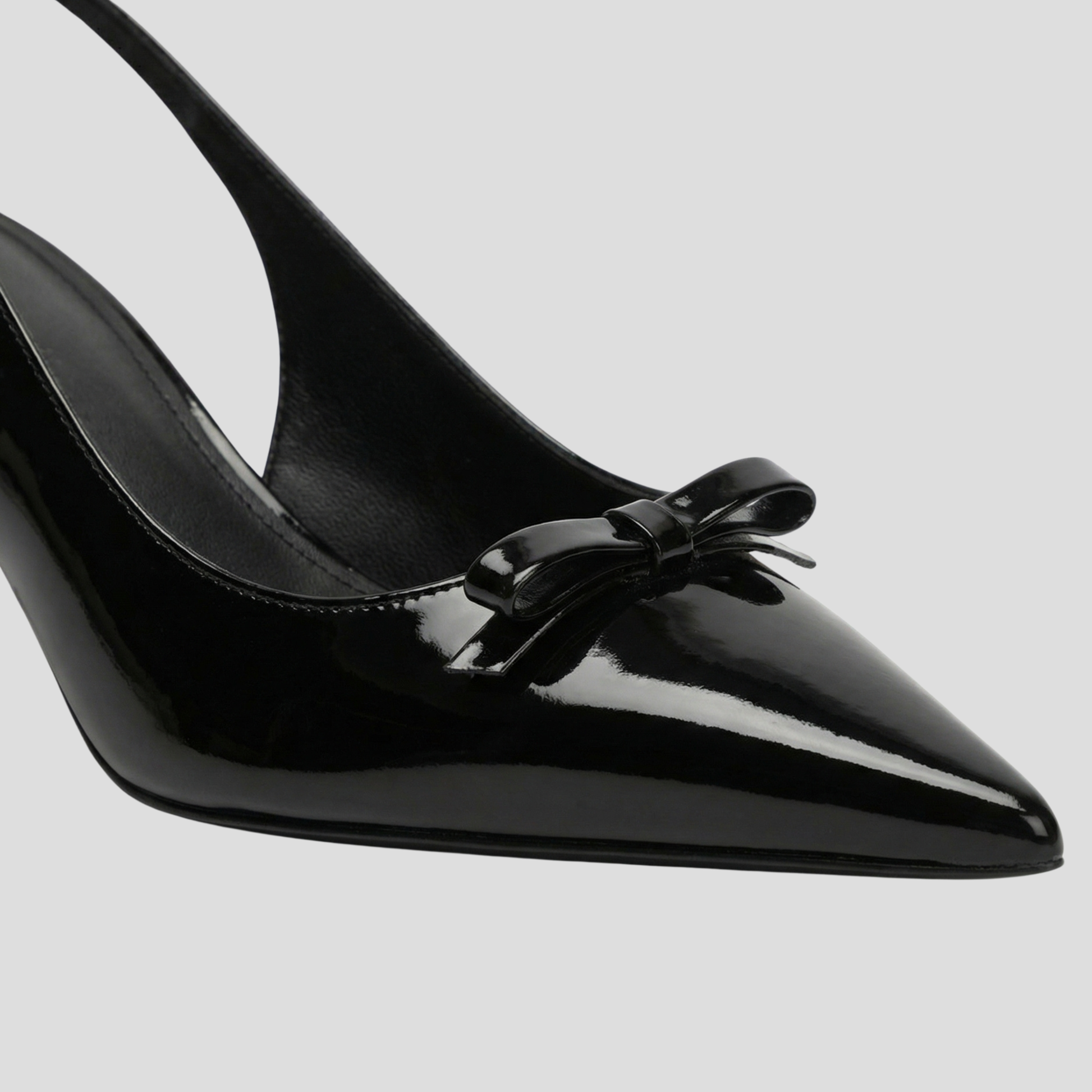 Black pointed toe slingback heel for evening wear