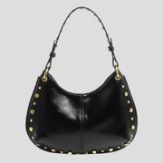 Compact black women's handbag with stud detailing