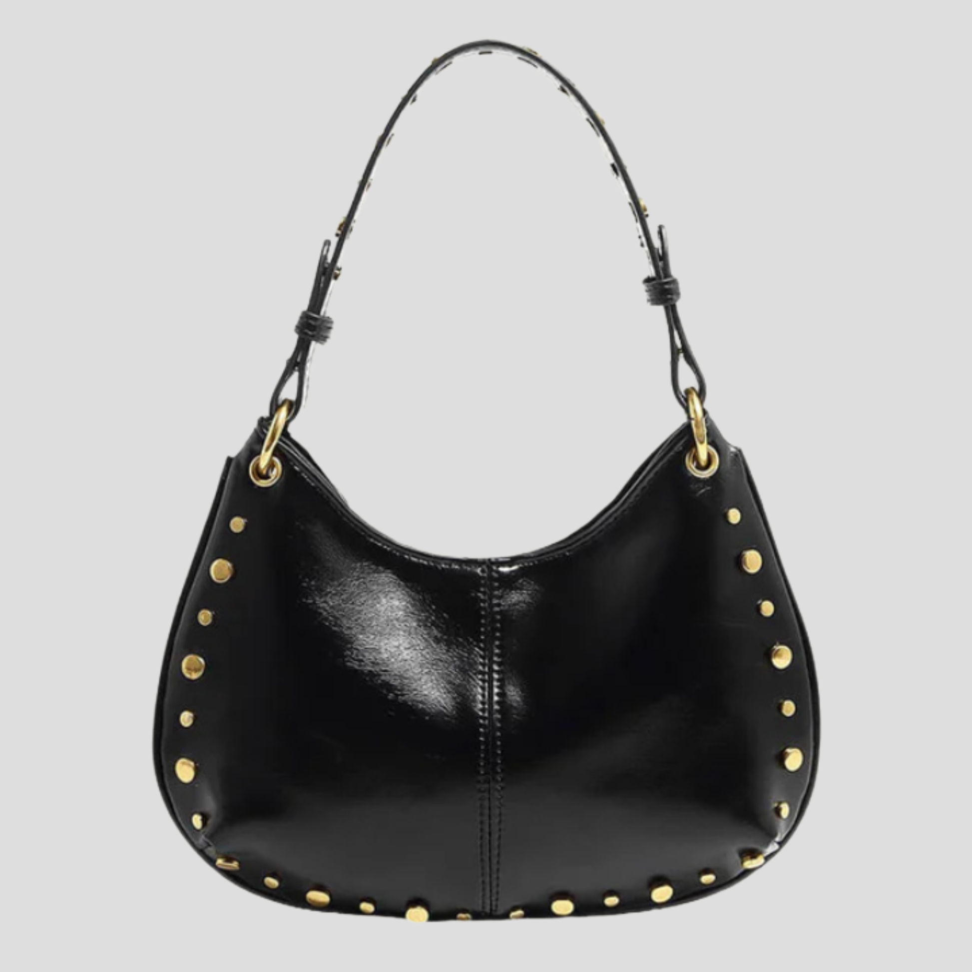 Compact black women's handbag with stud detailing