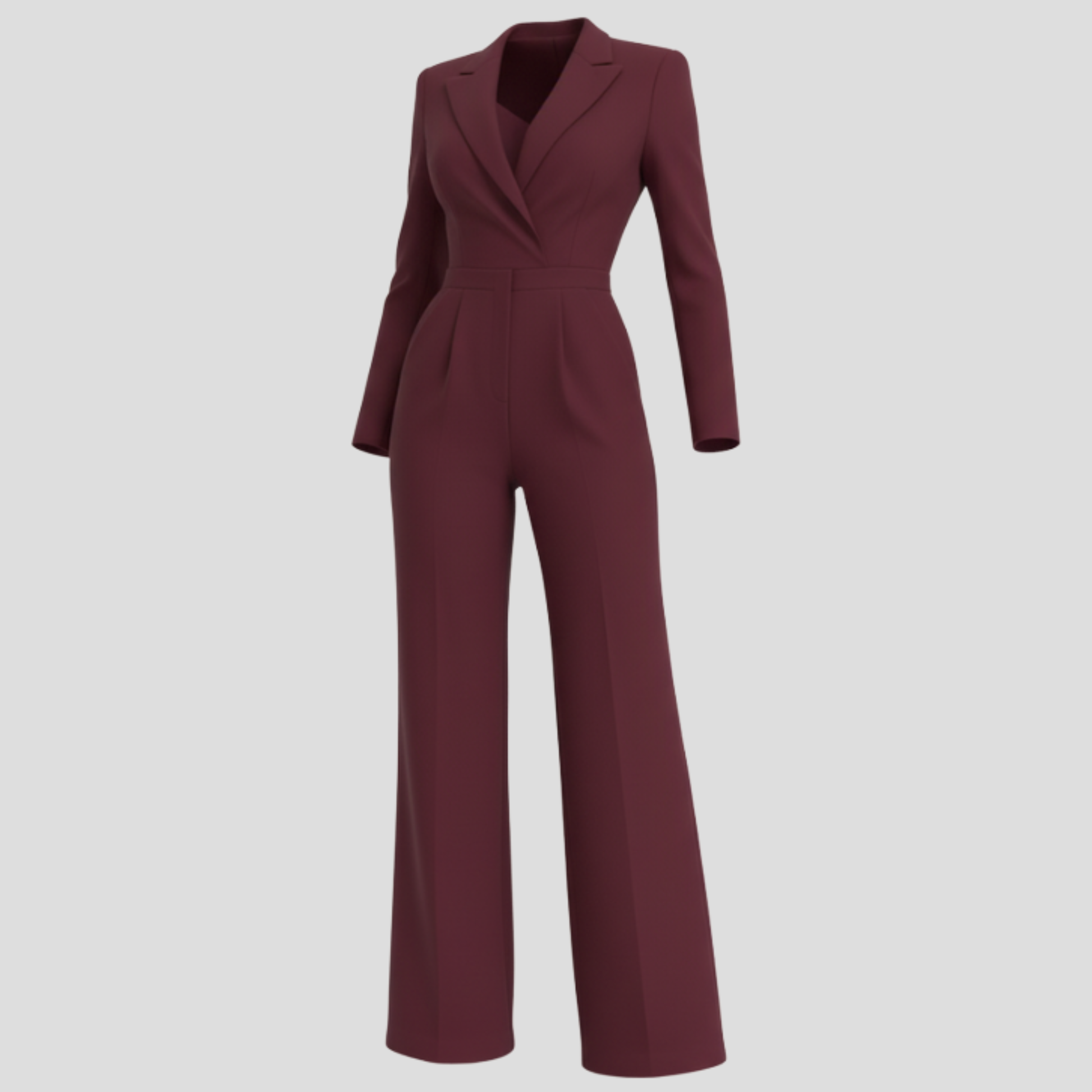 Women's V-neck wide-leg jumpsuit shown in red, white, and green