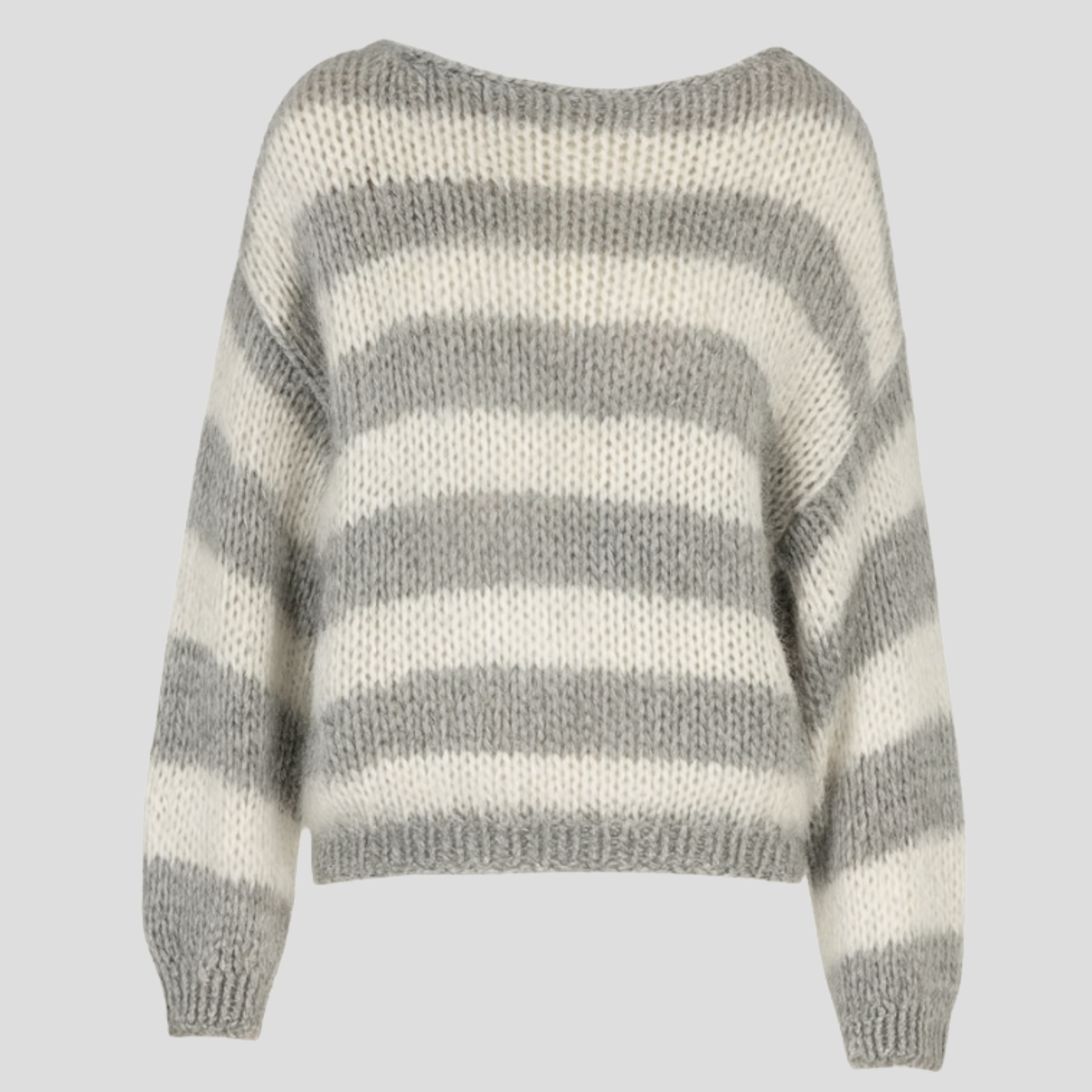 Women's striped straight-silhouette sweater with ribbed sleeves and hem