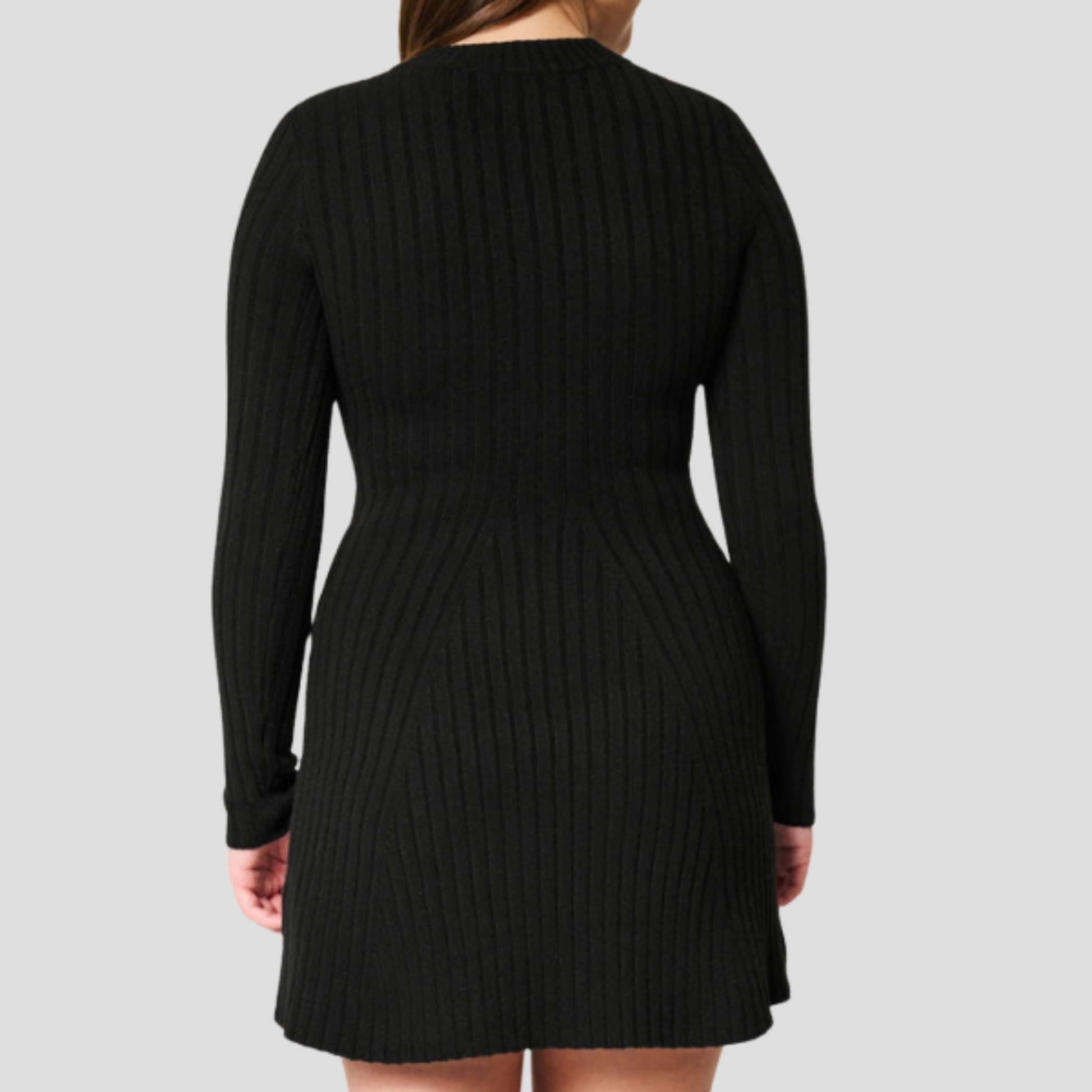 Women's ribbed fit-and-flare mini dress in black and white