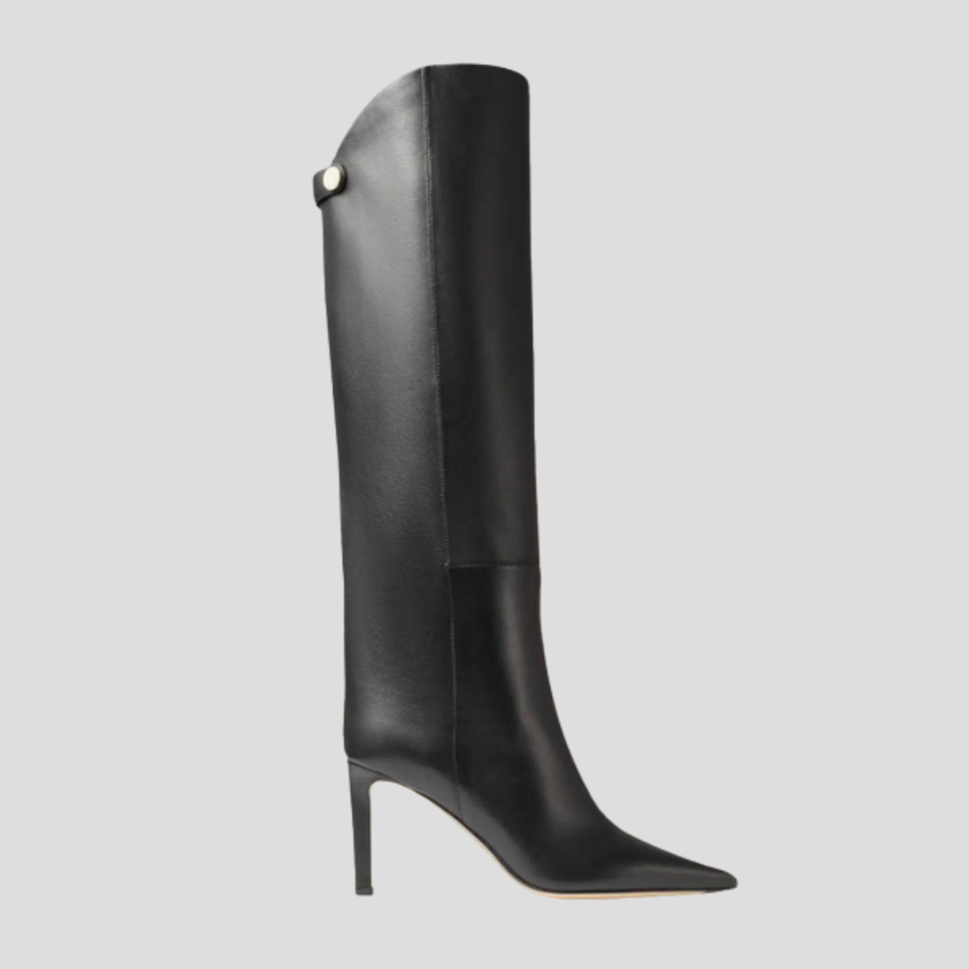 Women's knee-high stiletto heel boots shown in multiple colors