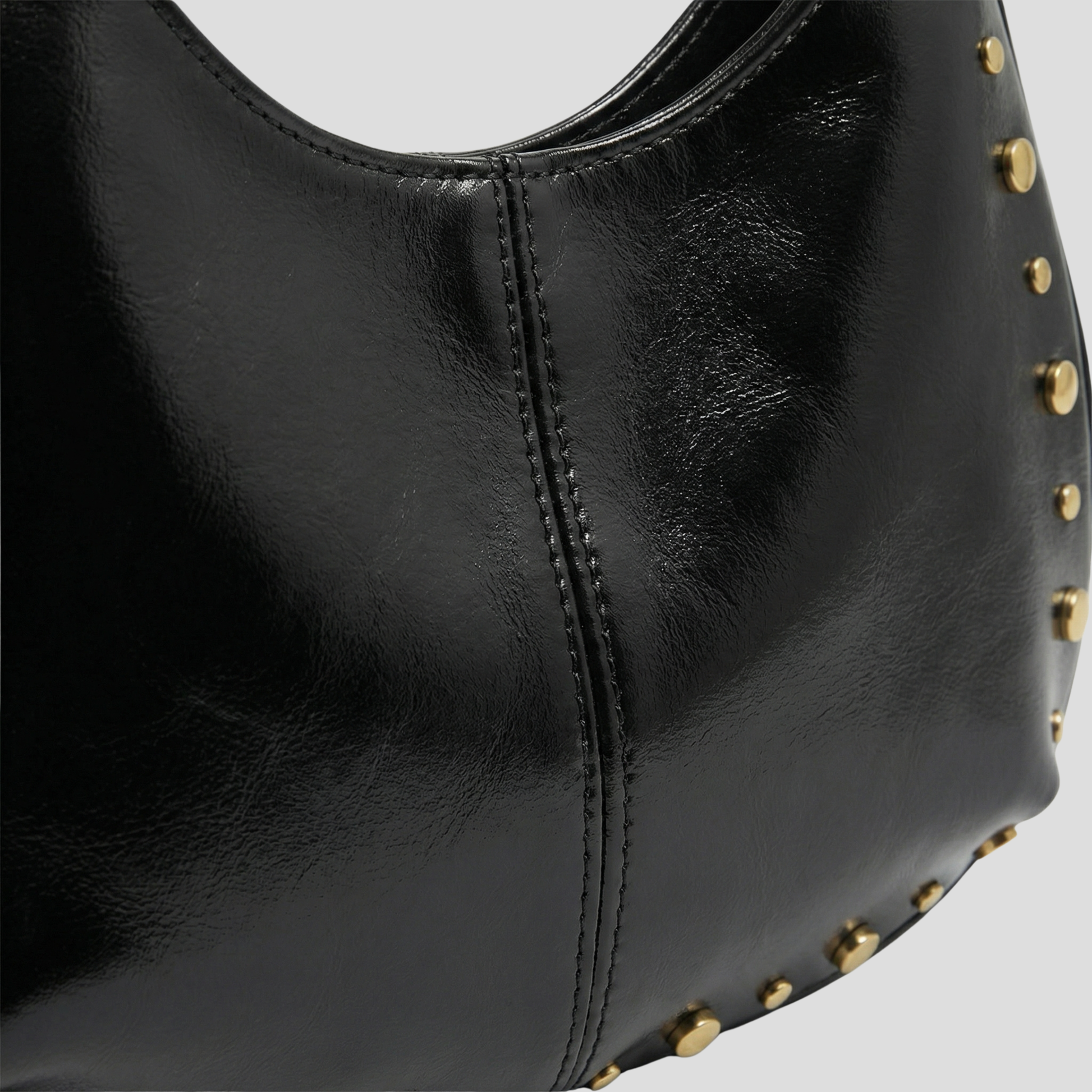 Compact black women's handbag with stud detailing