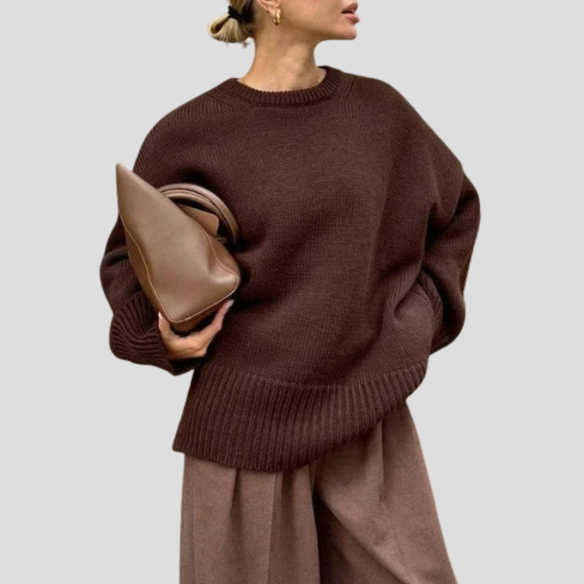 Women's oversized everyday knit sweater shown in a relaxed silhouette