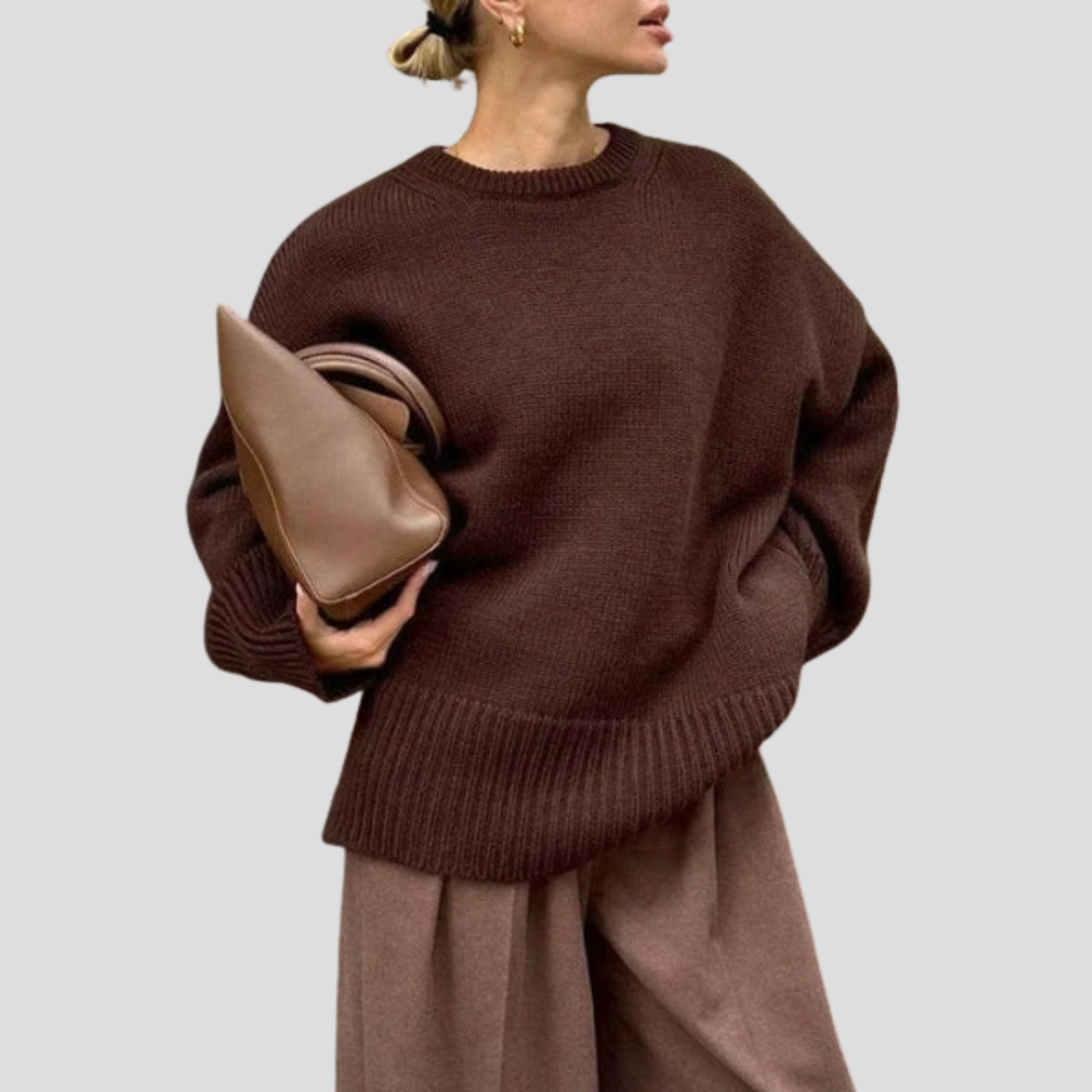 Women's oversized everyday knit sweater shown in a relaxed silhouette