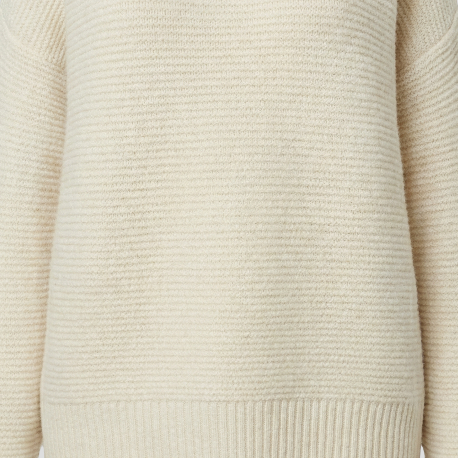 Women's white textured crew neck sweater with a relaxed everyday silhouette