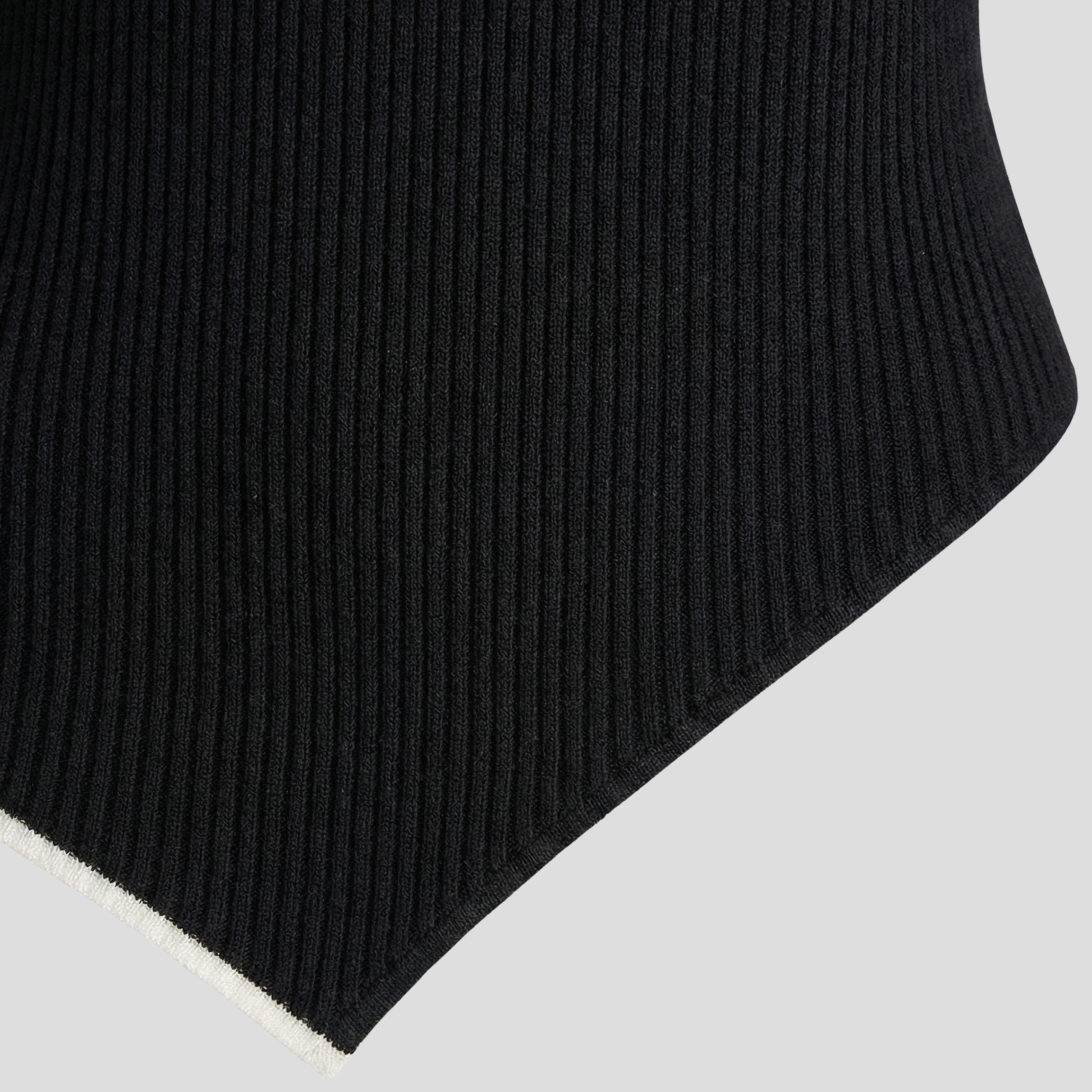 Women's black ribbed high-neck sweater with a slim silhouette