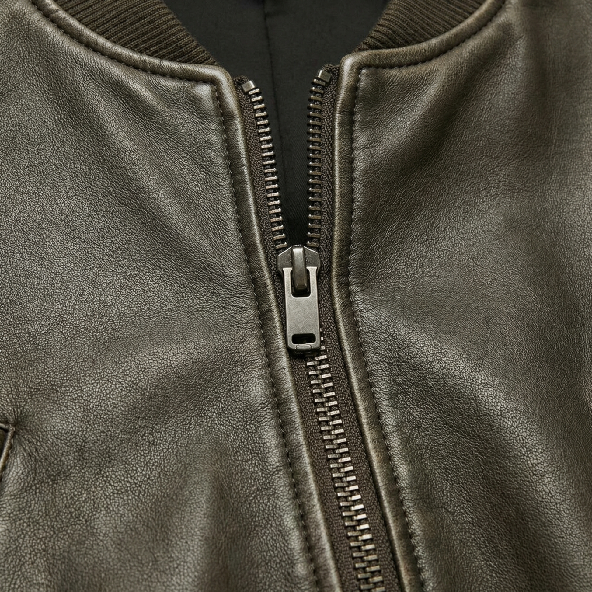 Brown women's jacket with ribbed cuffs and hem and a streamlined silhouette
