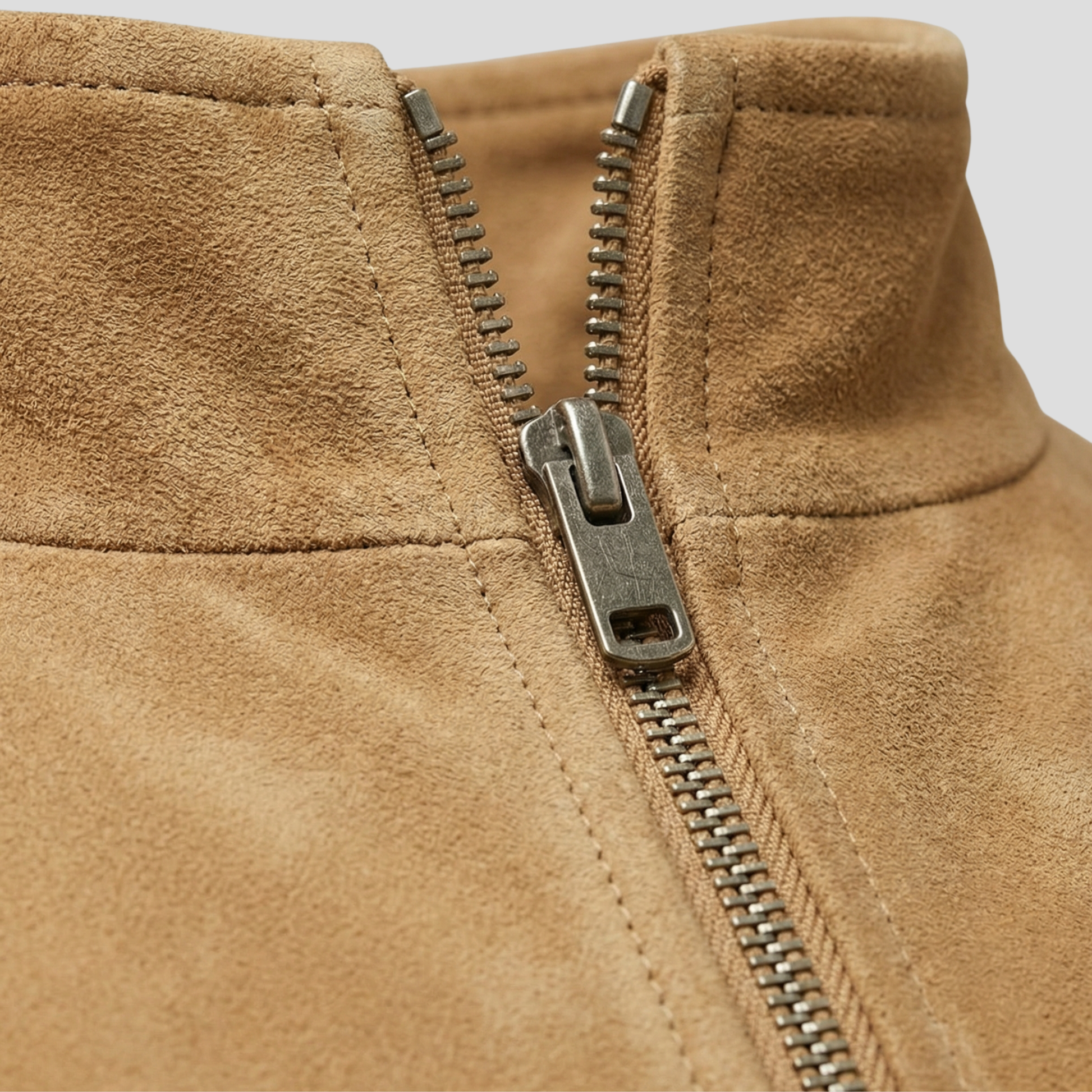 Beige cropped women's jacket with stand collar for everyday wear