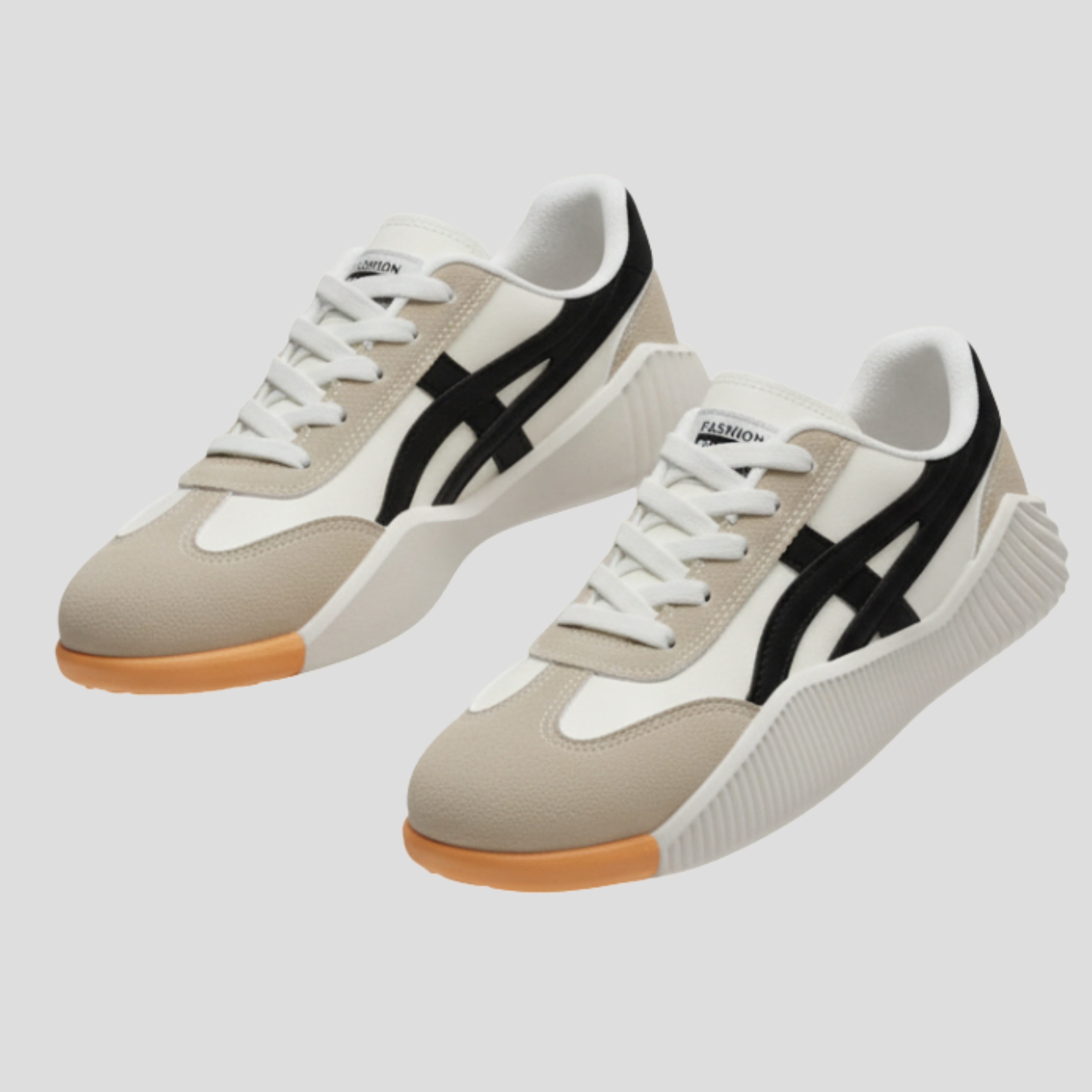 Women's low-profile sneakers with contrast panel detailing in white colorway