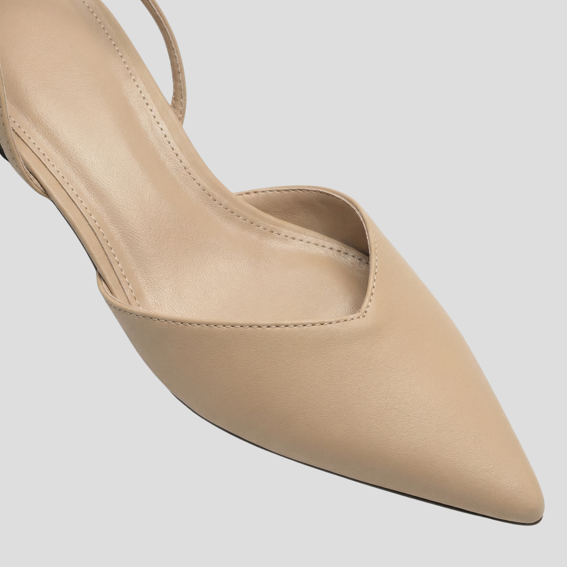 Women's slingback block heel with pointed toe in white, black, and beige