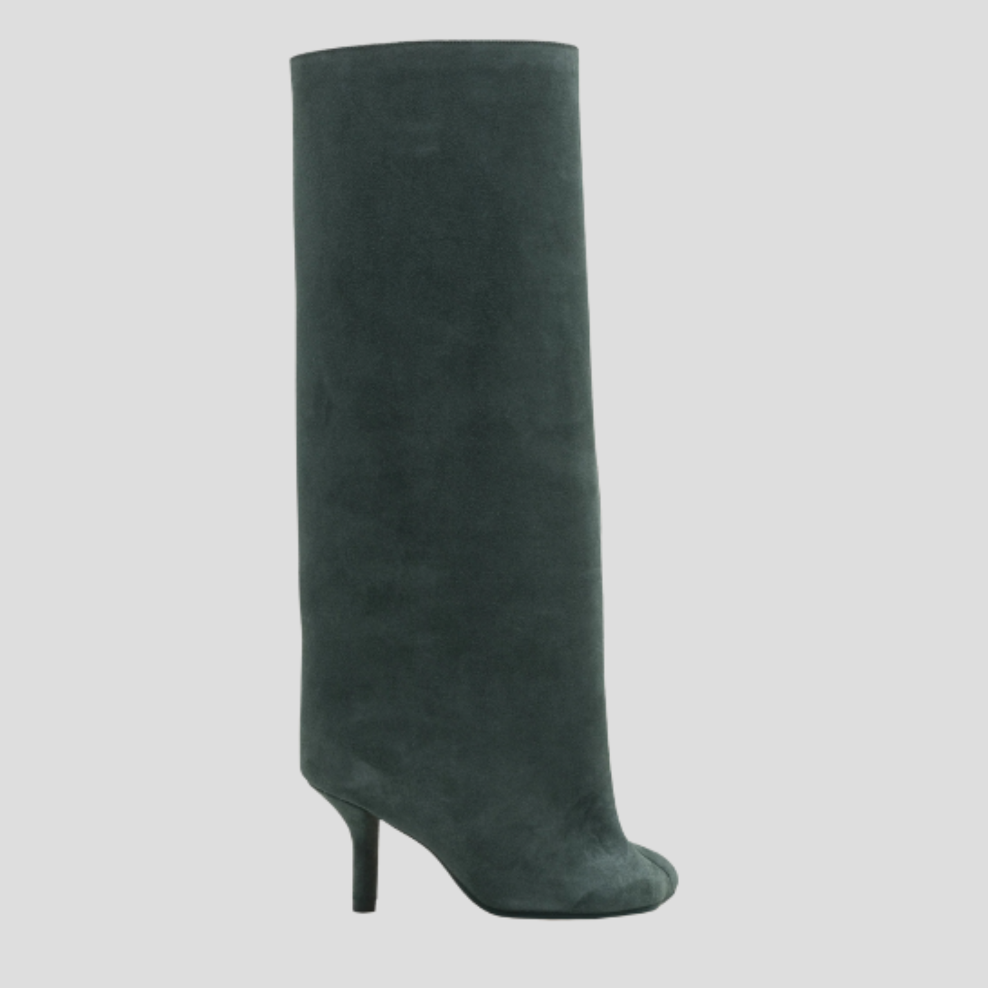 Women's knee-high slim heel boots in beige and olive green