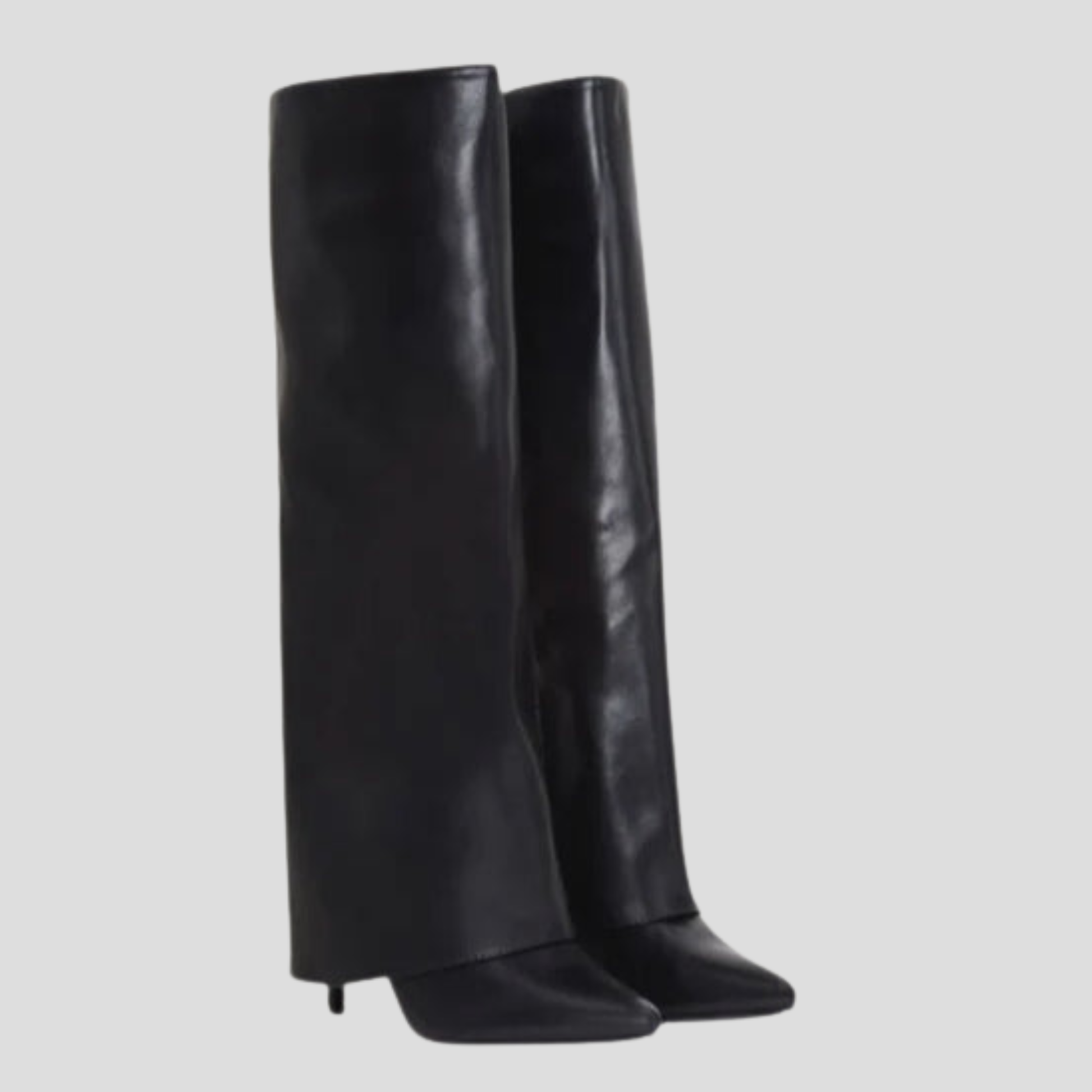 Sculpted knee-high women's boots with pointed toe and slim heel in black and brown