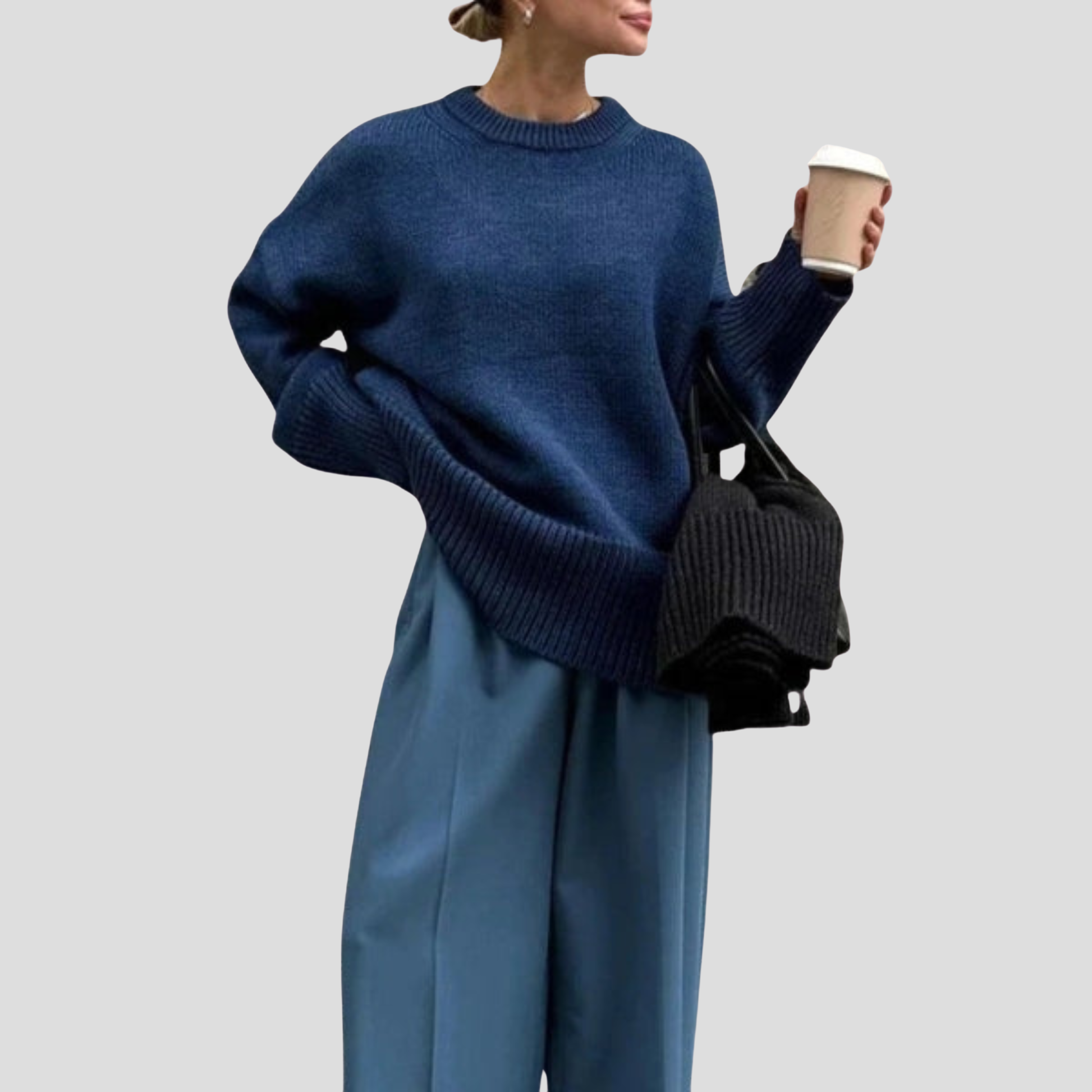 Women's oversized everyday knit sweater shown in a relaxed silhouette