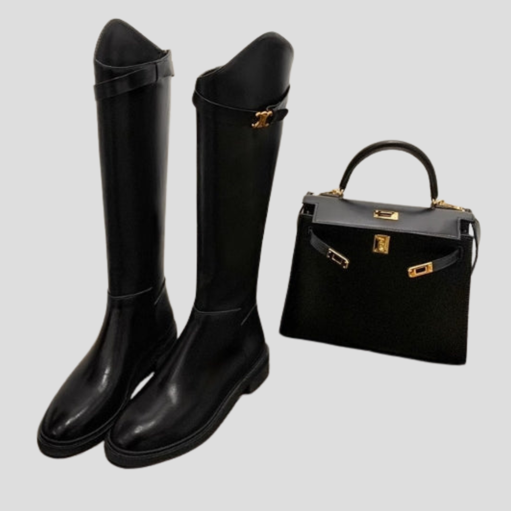 Women's tall structured shaft boots with clean vertical profile in black and brown