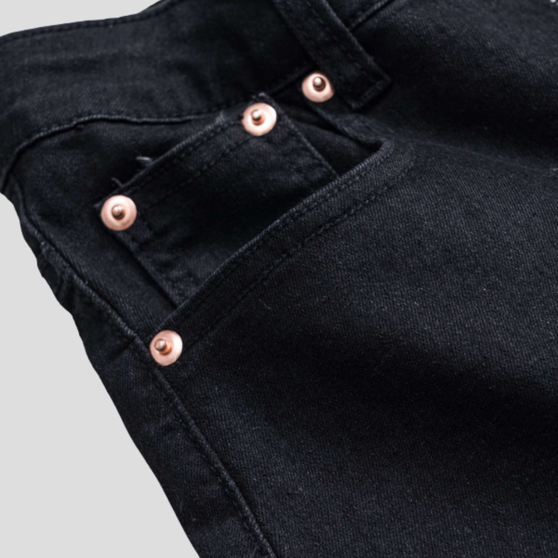Black high-waist wide-leg jeans with delicate lace panel detail