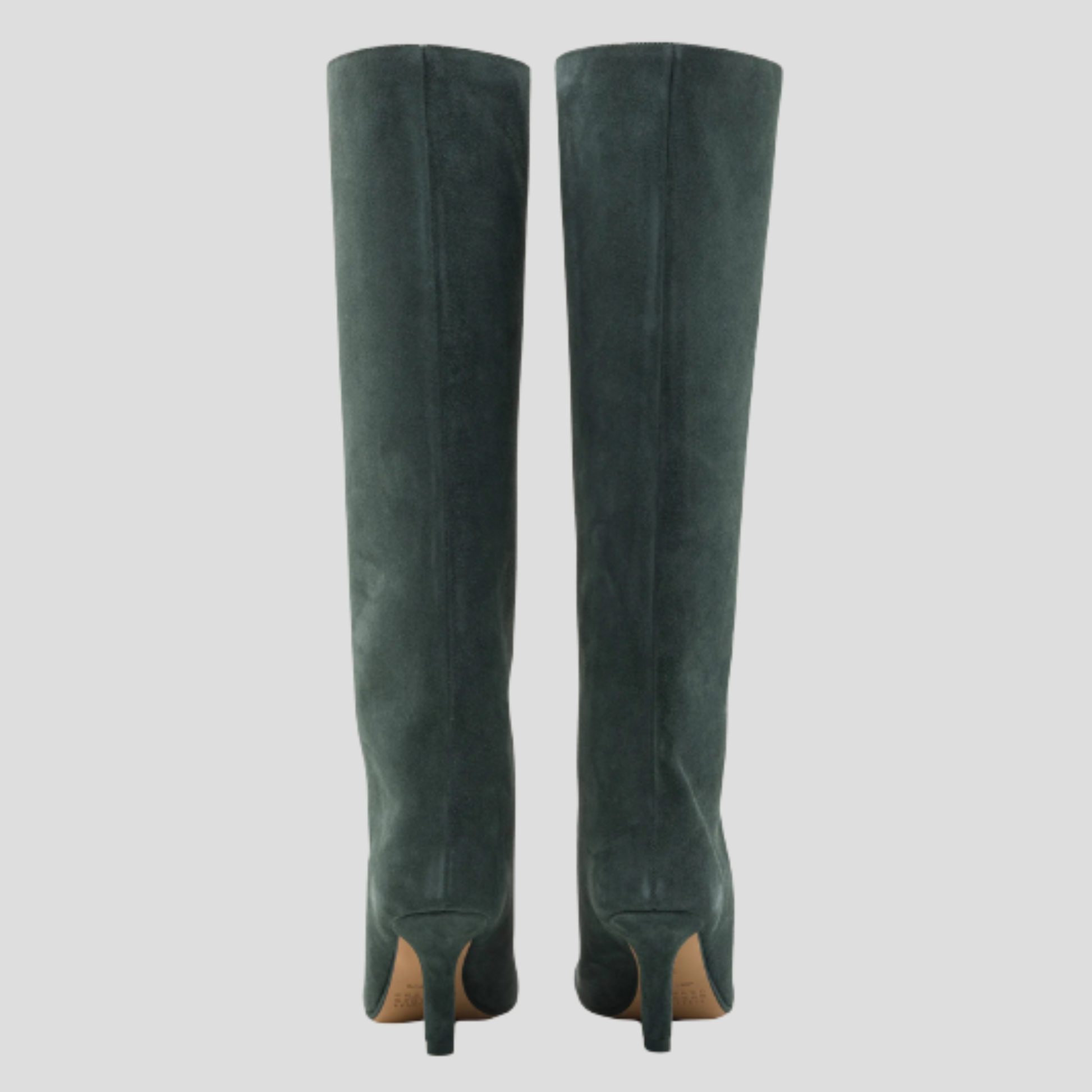 Women's knee-high slim heel boots in beige and olive green