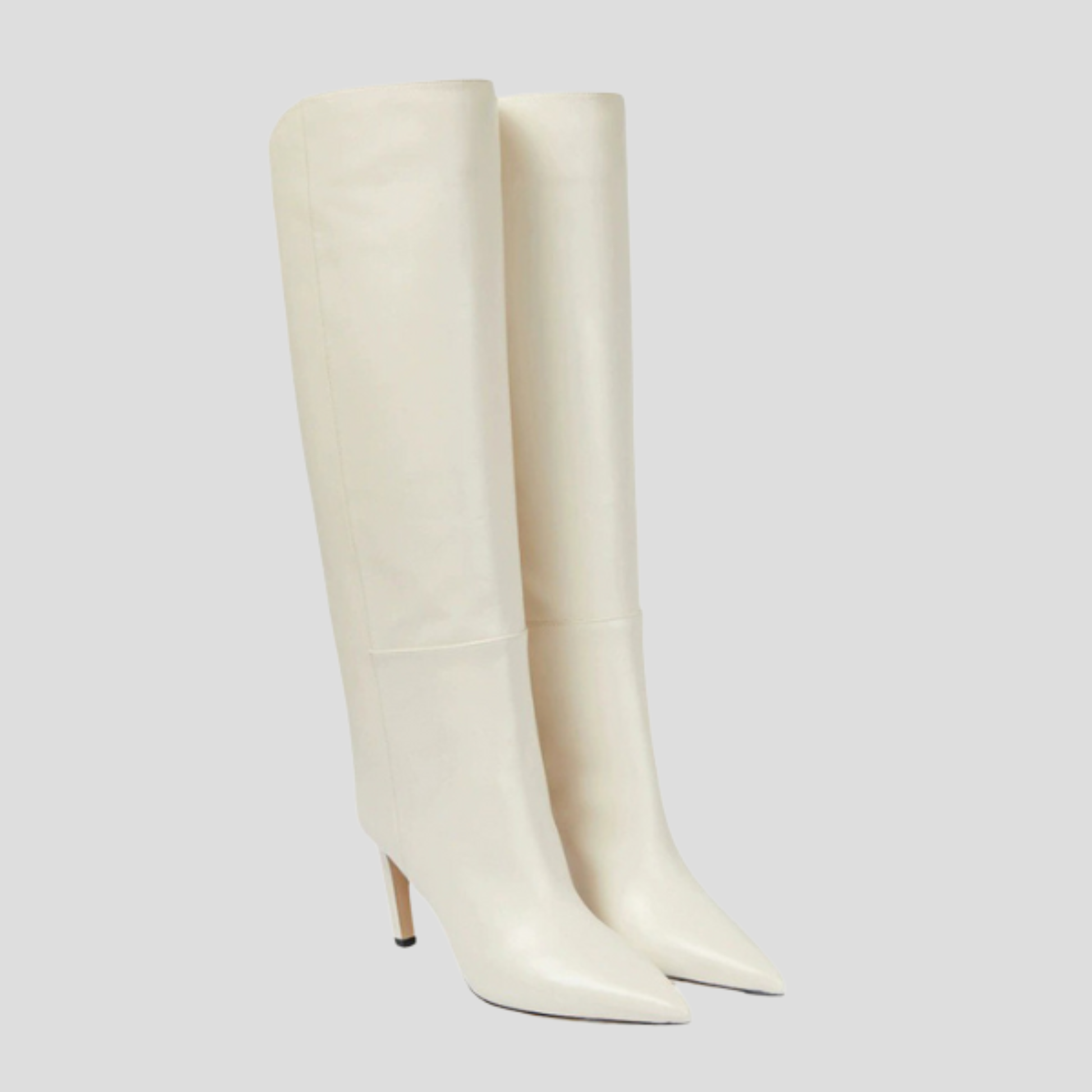 Women's knee-high stiletto heel boots shown in multiple colors
