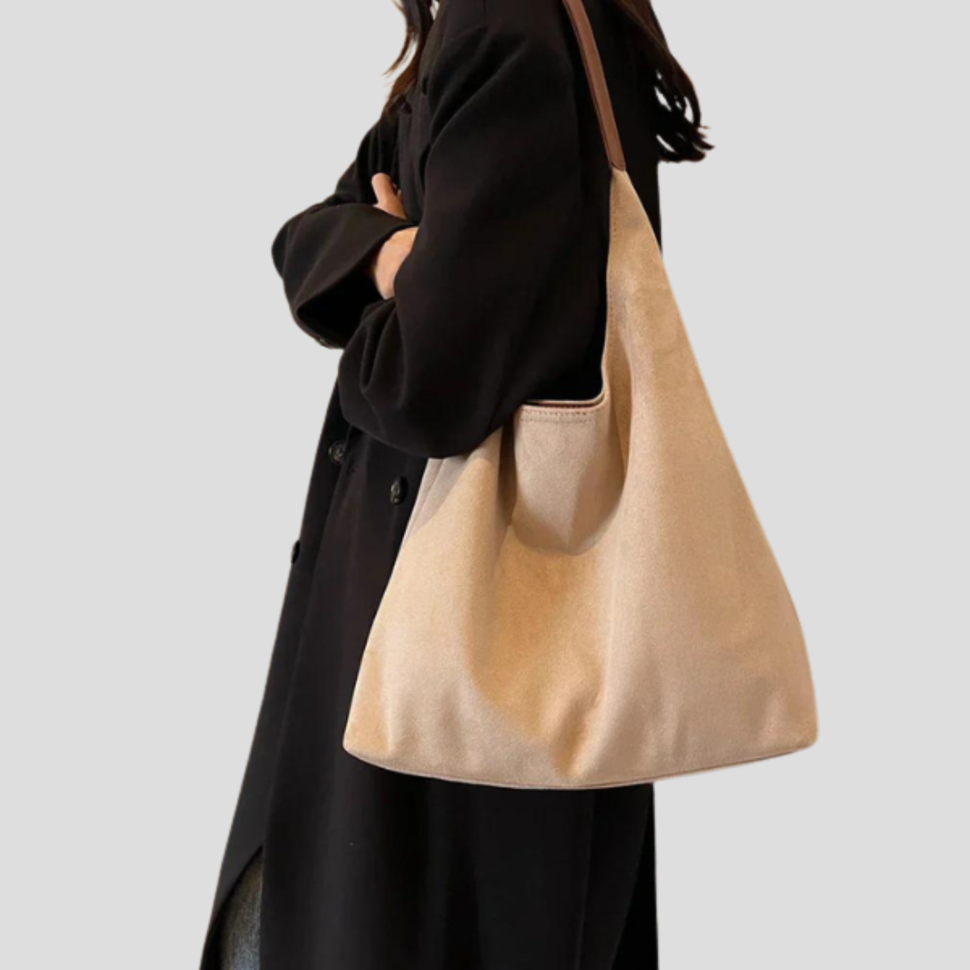 Softly shaped women's shoulder bag with rounded design and clean minimal silhouette