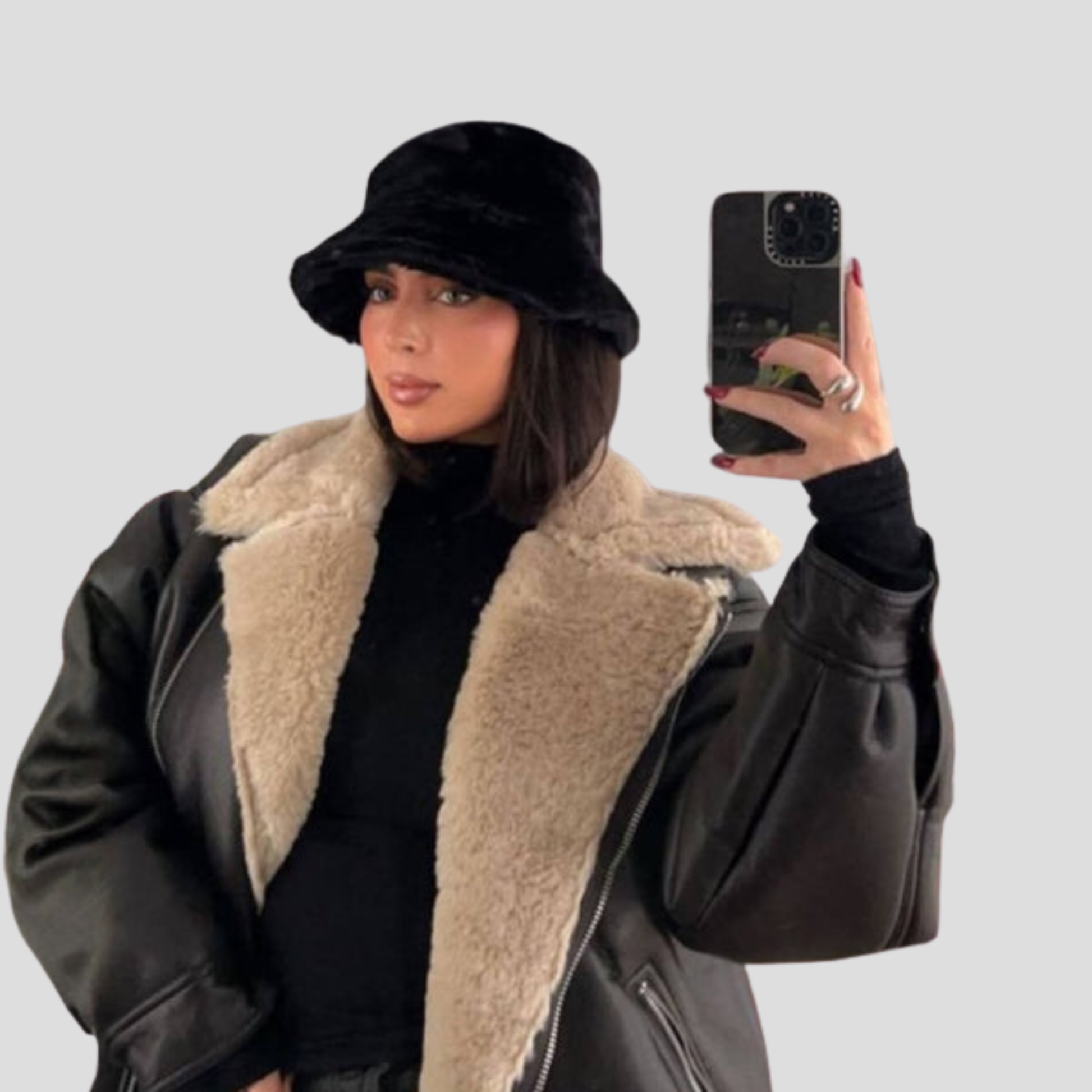 Women's bucket hat with rounded crown and contoured brim, shown in neutral colorways